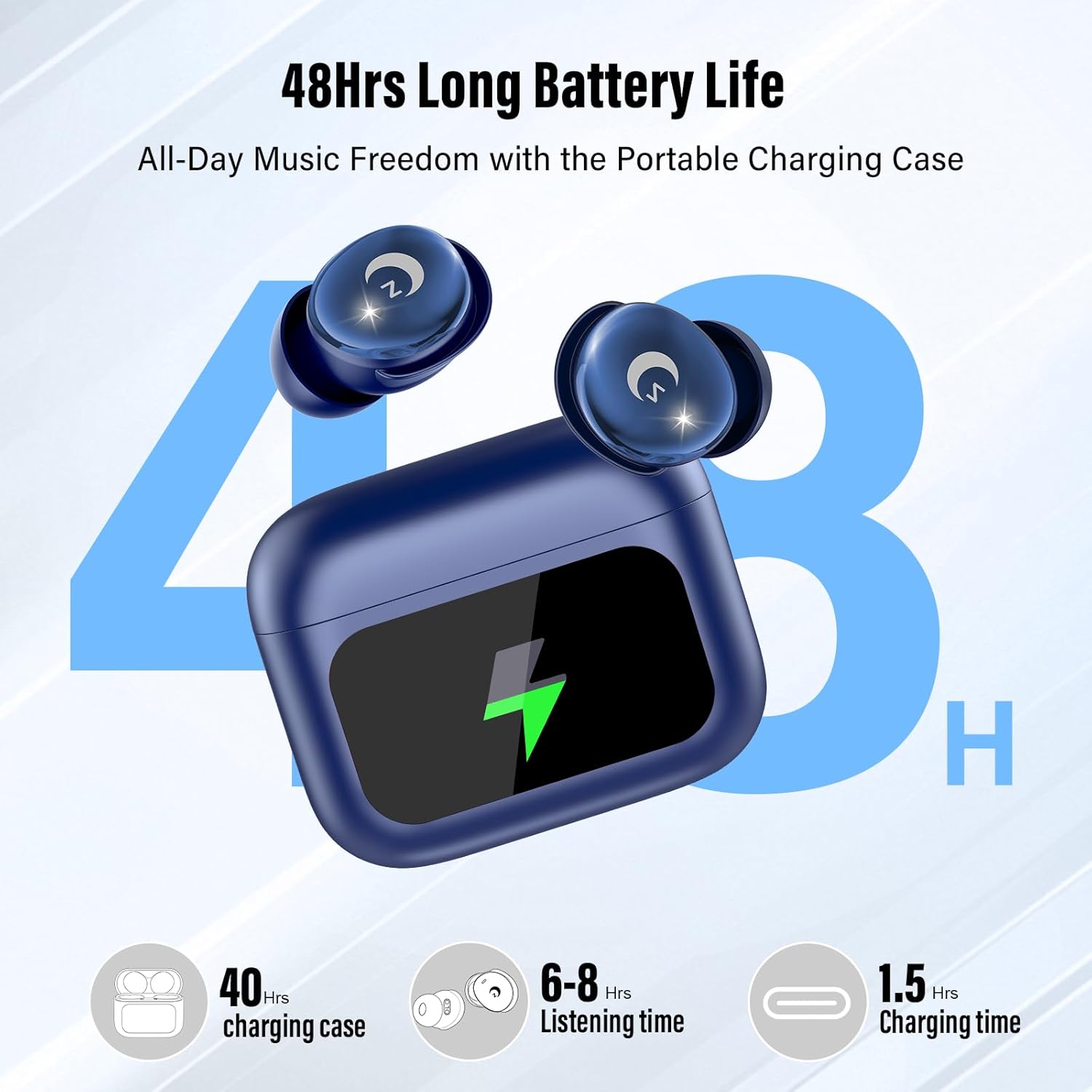 Thumbnail 6 de Bluetooth Kopfhörer Mini Schlafkopfhörer 48 Std, IPX7, Touchscreen, Schlafmodus, ENC, 5.4, Sternenblau