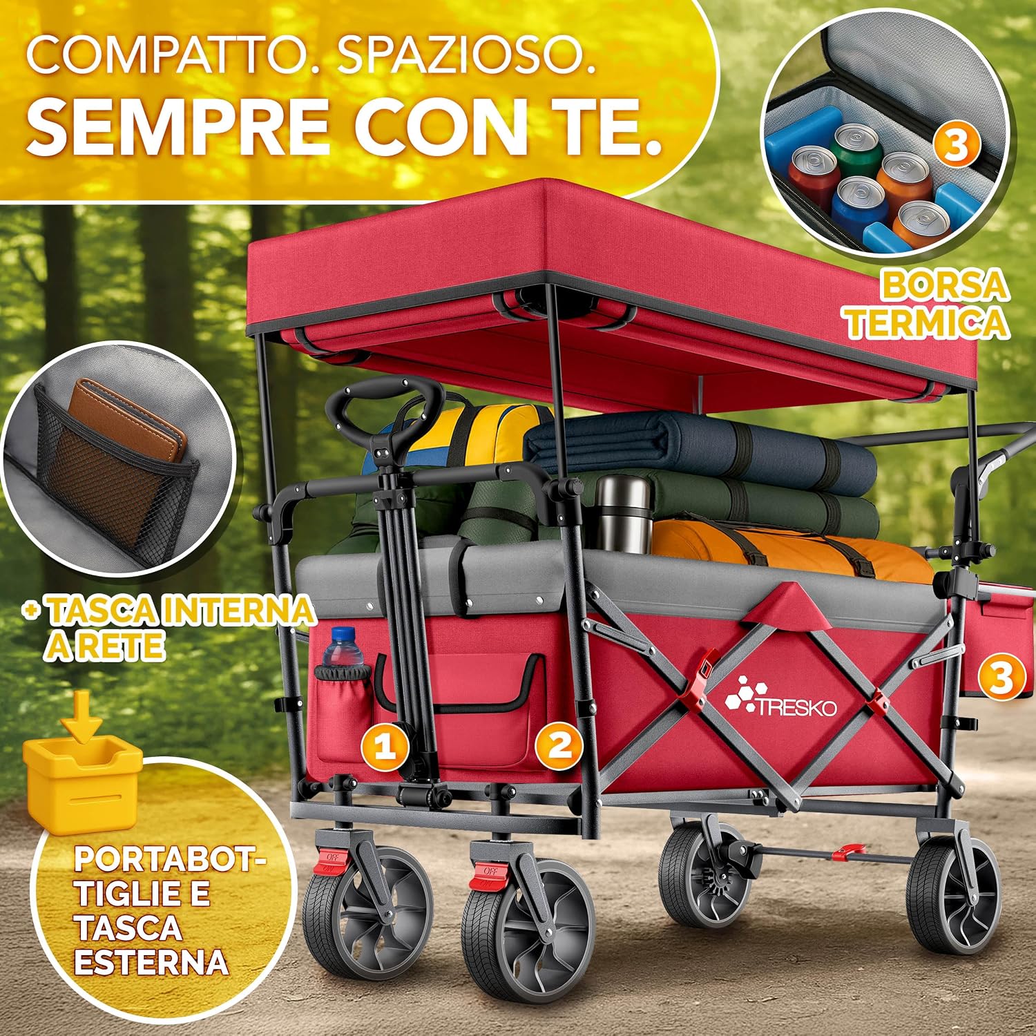 Detalle de TRESKO Carrello pieghevole 150 kg 🛒