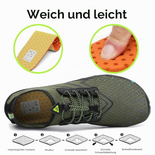 Detalle de SAGUARO Badeschuhe Aquaschuhe Strandschuhe Surfschuhe Neu-Grün, 44 EU