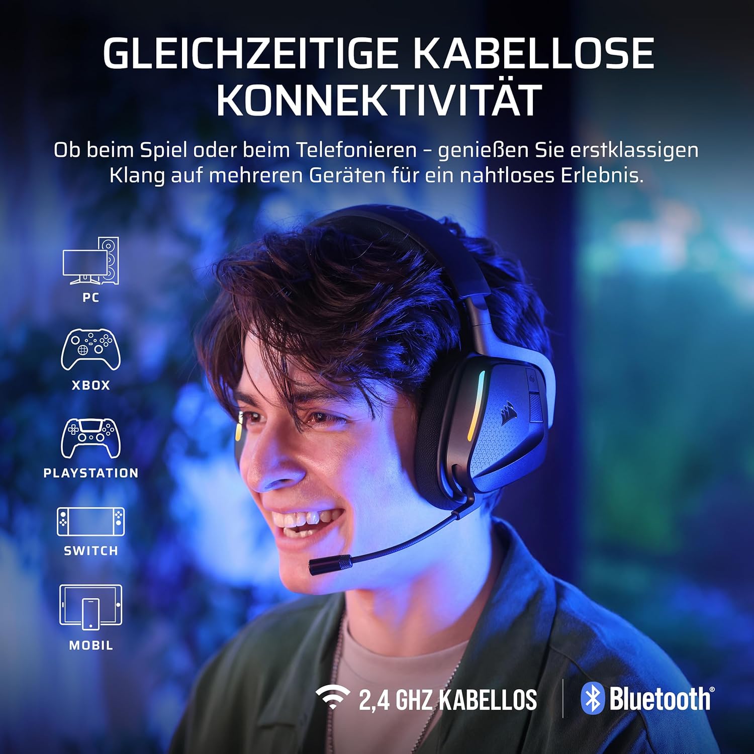 Thumbnail 1 de Corsair Void v2 MAX Wireless Gaming-Headset (Xbox) mit 2,4-GHz + Bluetooth, Dolby Atmos & bis zu 70 Std. Akku