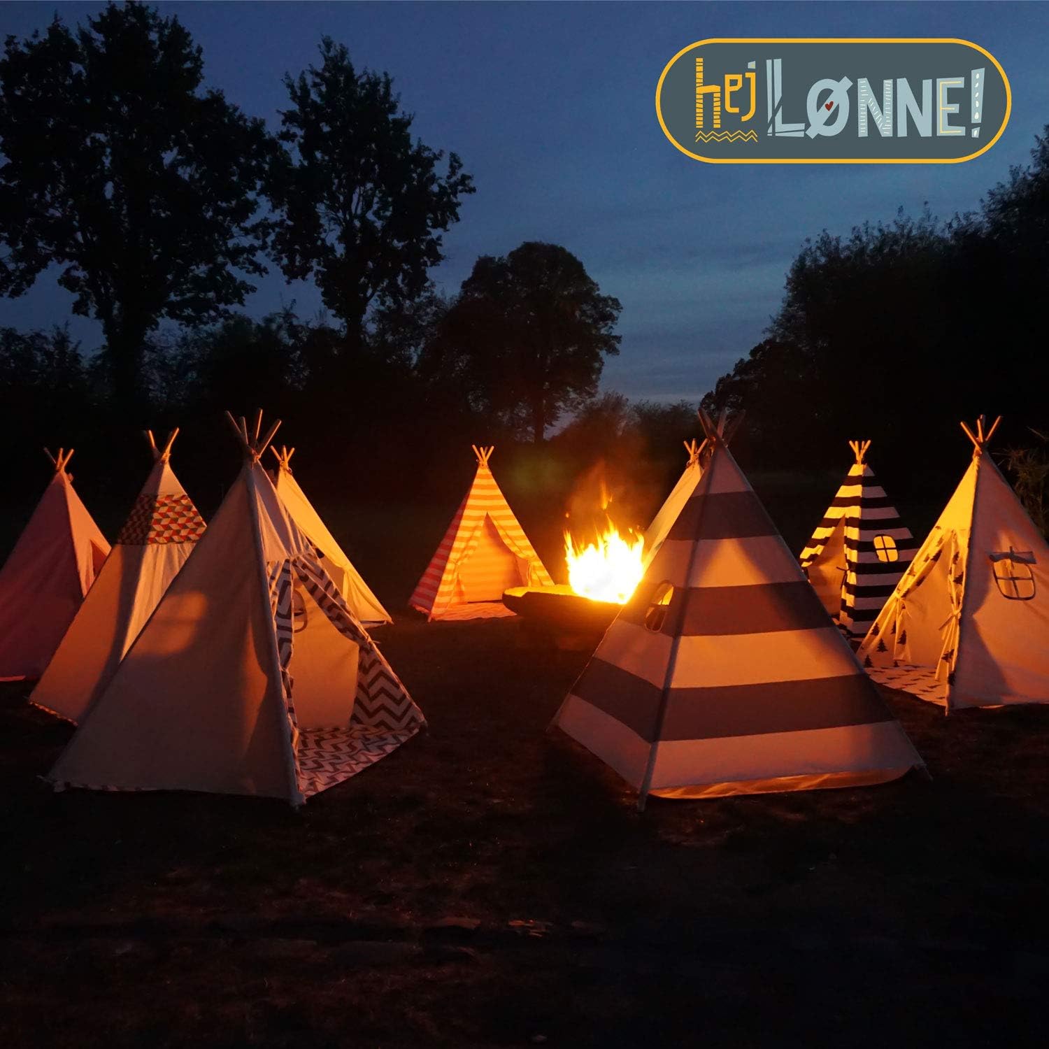 Thumbnail 6 de HEJ LØNNE Tenda Tipi Indiana per Bambini Beige Naturale con Tappetino e Finestra 120x120x150 cm