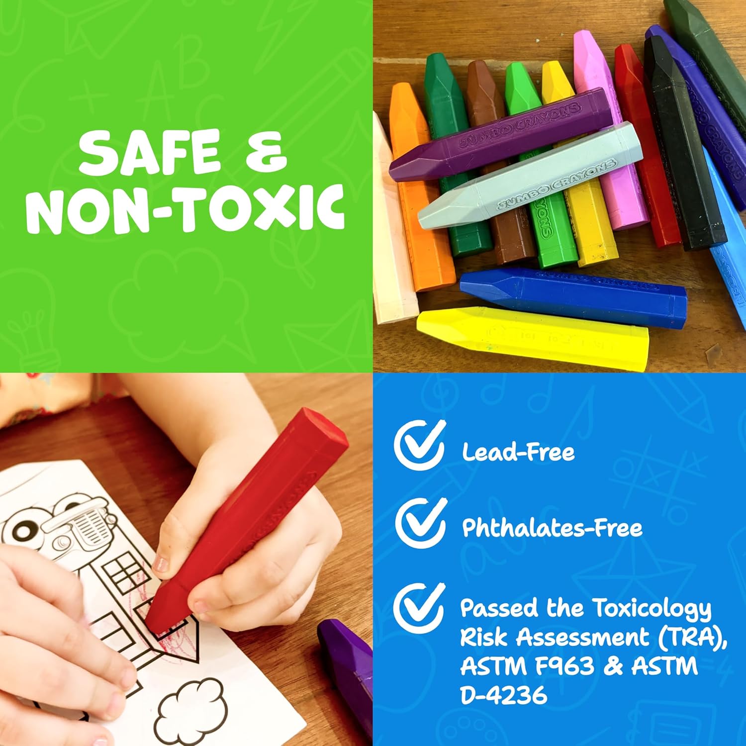 Thumbnail 3 de Jumbo Crayons for Toddlers 1–3 (16pc) — Non-Toxic, Washable Toddler Crayon Set with Coloring Sheets