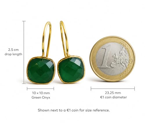 Detalle 2 de Grüne Onyx Ohrringe Gold Vergoldet 925 Silber von Sophia Rose Jewellery – handgefertigt