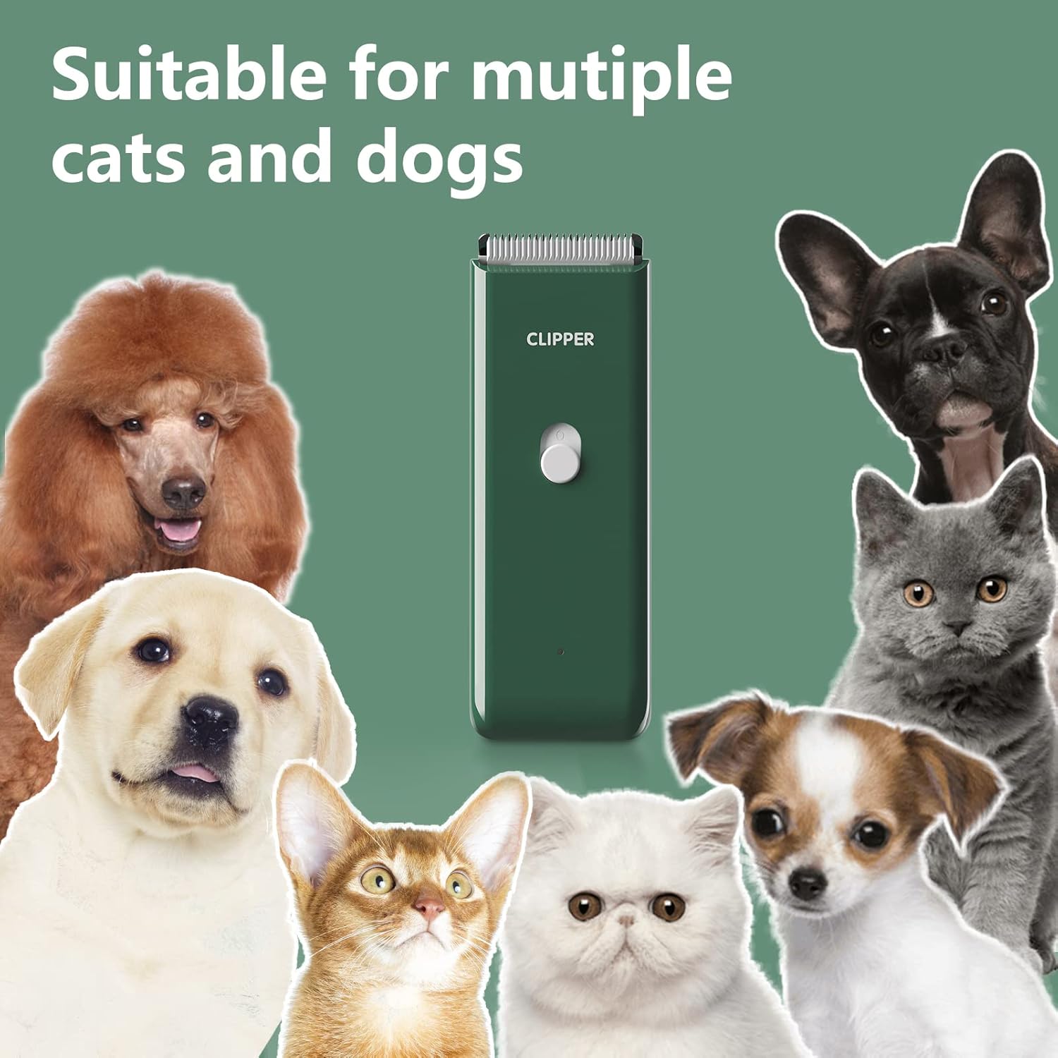 Detalle 2 de Professional Dog Clipper & Cat Grooming Clippers with detachable ceramic blades and USB rechargeable battery