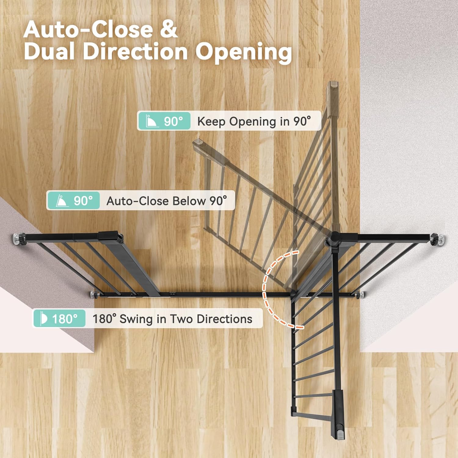 Detalle 2 de COMOMY Türschutzgitter Extra Hoch – 92 cm Höhe, 75–124 cm Öffnung, ohne Bohren