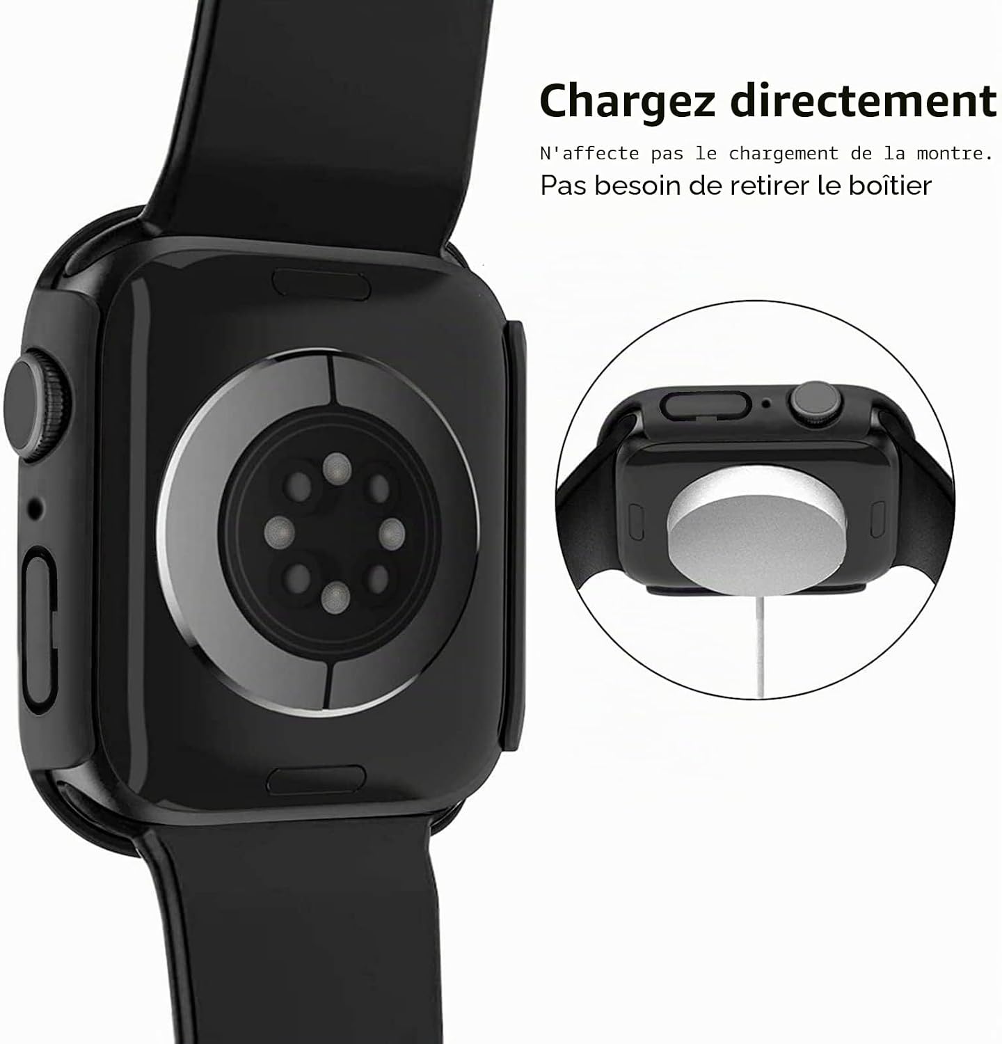 Thumbnail 5 de AOTUAO: Coque PC 4 pièces pour Apple Watch Series 9/8/7 41mm avec Protecteur d’écran en Verre Trempé (2 noirs + 2 transparents)