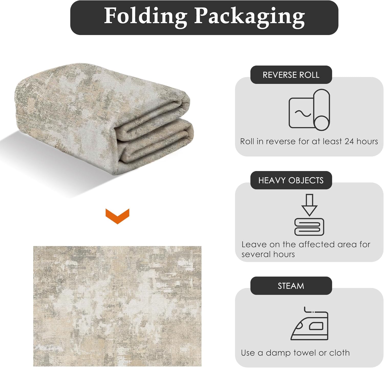 Thumbnail 5 de PureCozy Modern Abstract Area Rug 200x300cm (Non-Slip, Washable) – Beige short pile