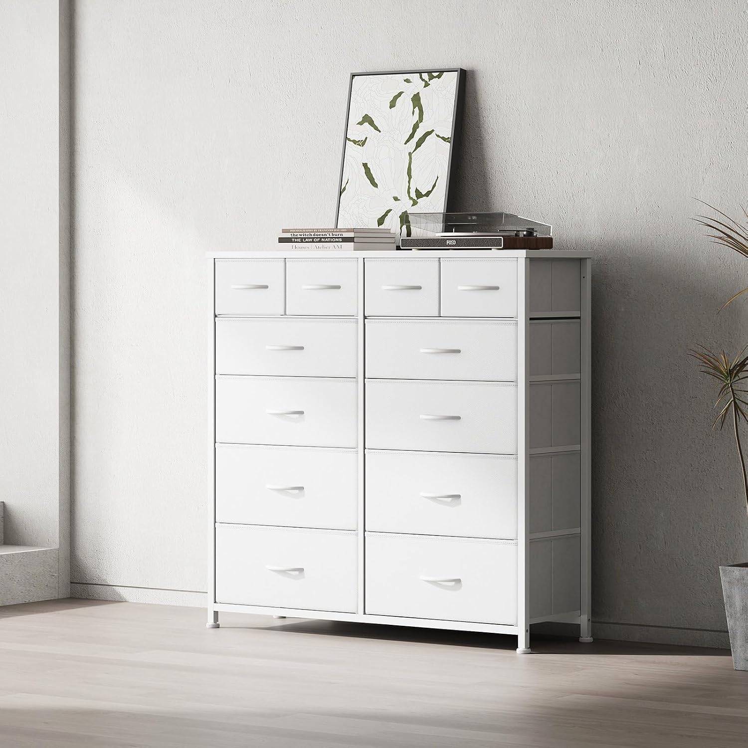 Thumbnail 1 de YeTom 12-Drawer Wide Dresser, White, with Removable Fabric Bins