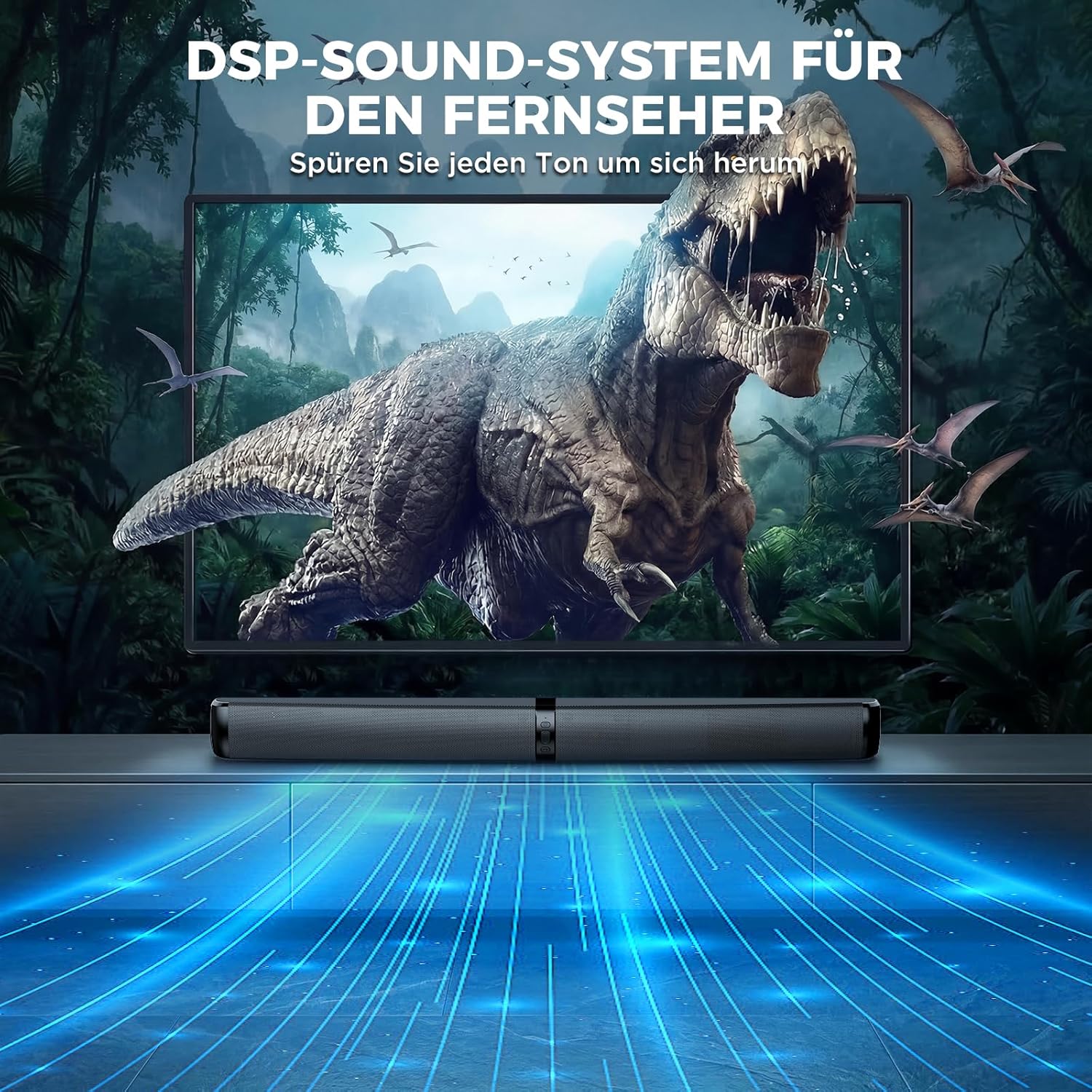 Detalle de GarageRock Soundbar für TV-Geräte – 2026 Upgrade, 90 W 2-in-1 Soundbar mit Bluetooth 5.3, ARC/Opt/AUX, kabellose Vielseitigkeit