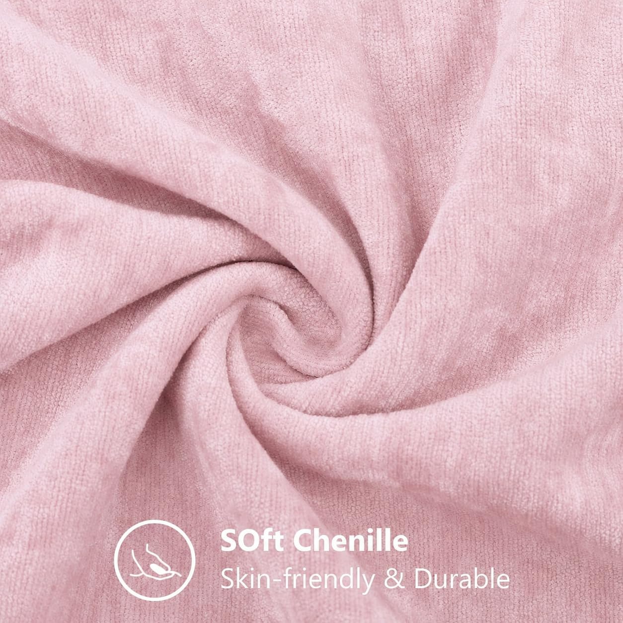Thumbnail 4 de decorUhome Blush Pink Chenille Throw Pillow Covers, 22 x 22-Inch Set of 2