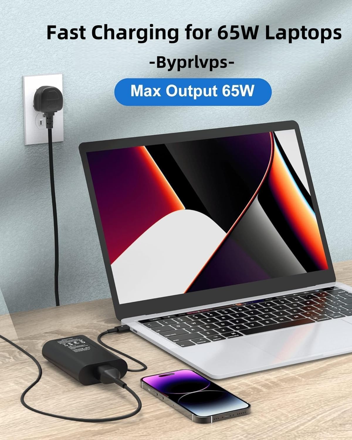 Detalle de Byprlvps 65W USB-C Laptop Charger for Dell 65W