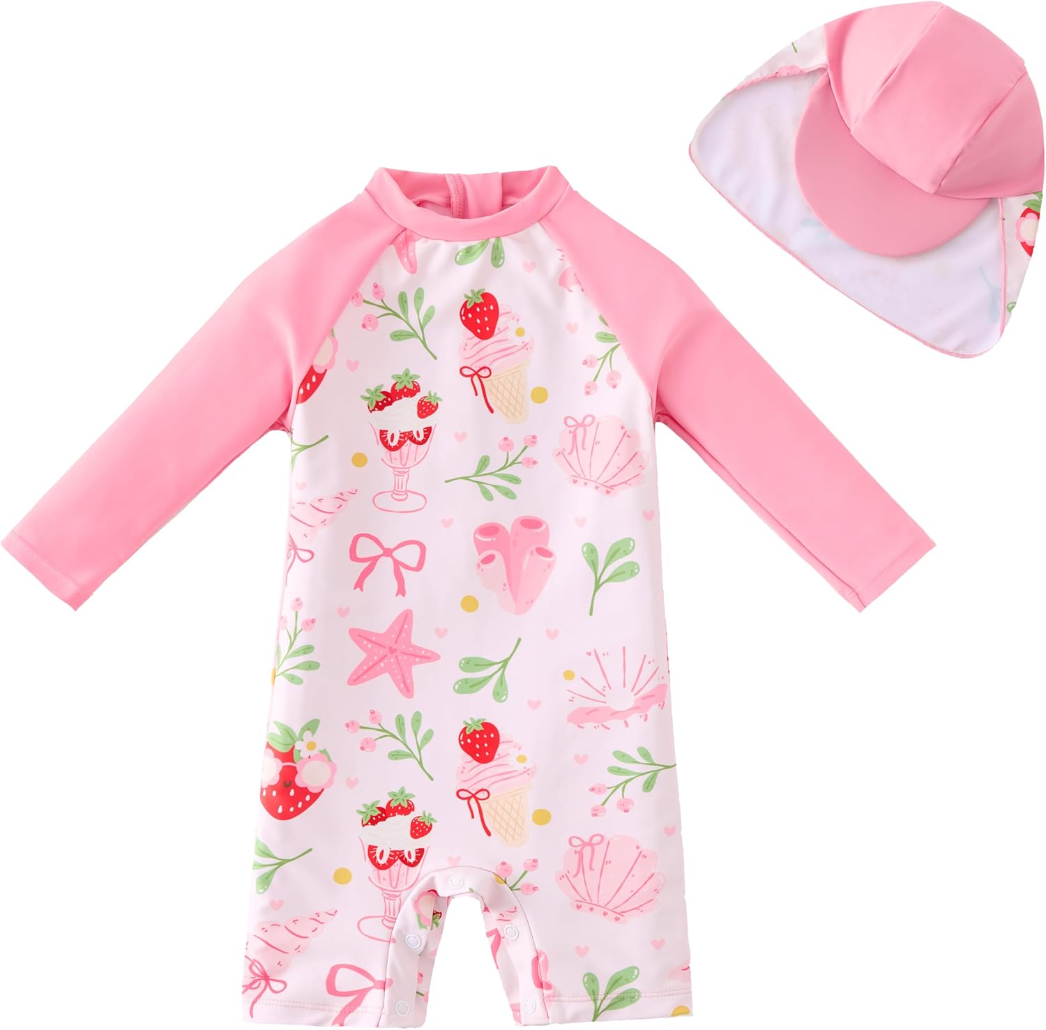 Detalle de UMELOK Baby Badebekleidung Mädchen Badeanzug mit Sonnenhut UV Schutz – UPF 50+
