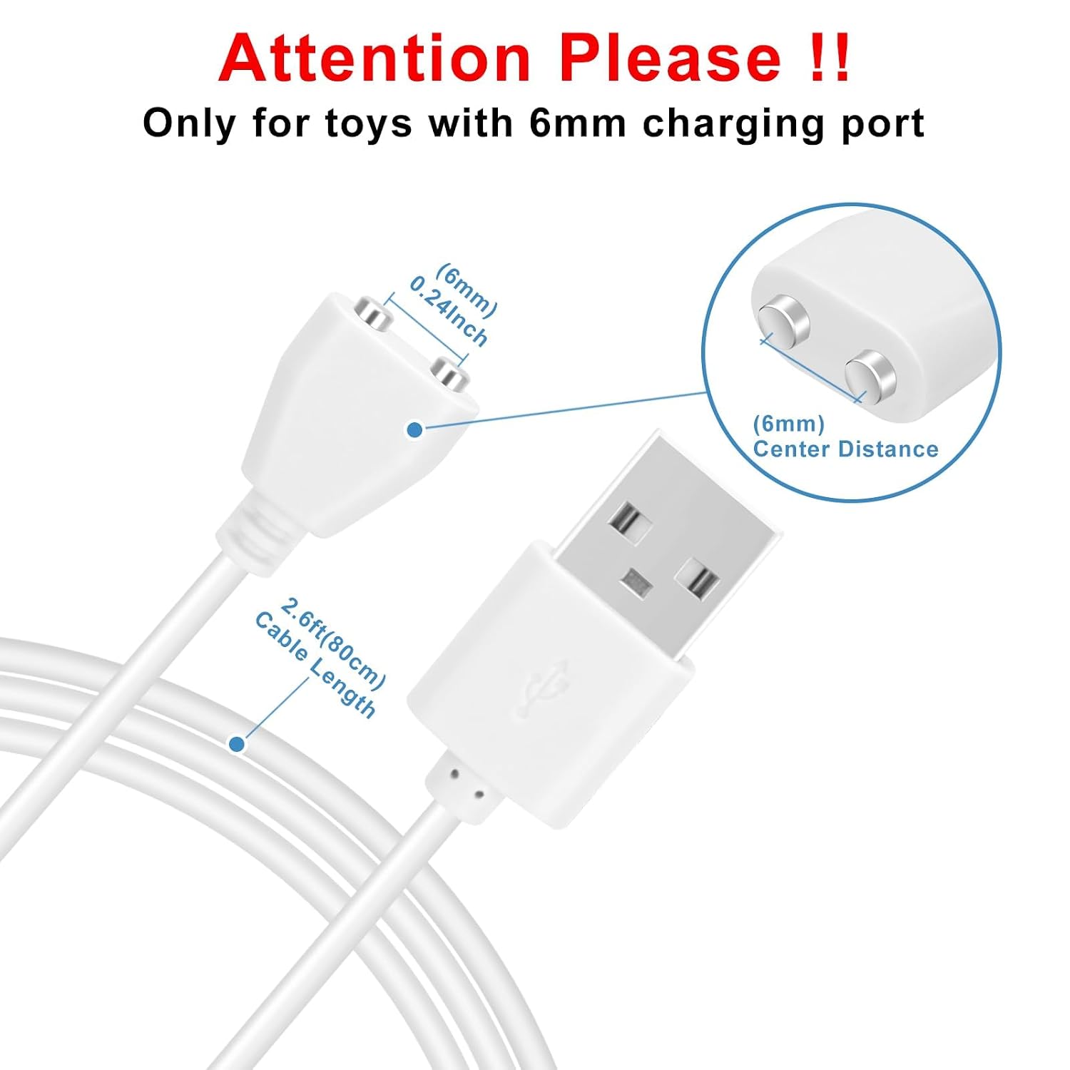 Detalle 2 de EGK 6MM Magnetic USB DC Charger Cable 2.7ft – Replacement Charging Cord