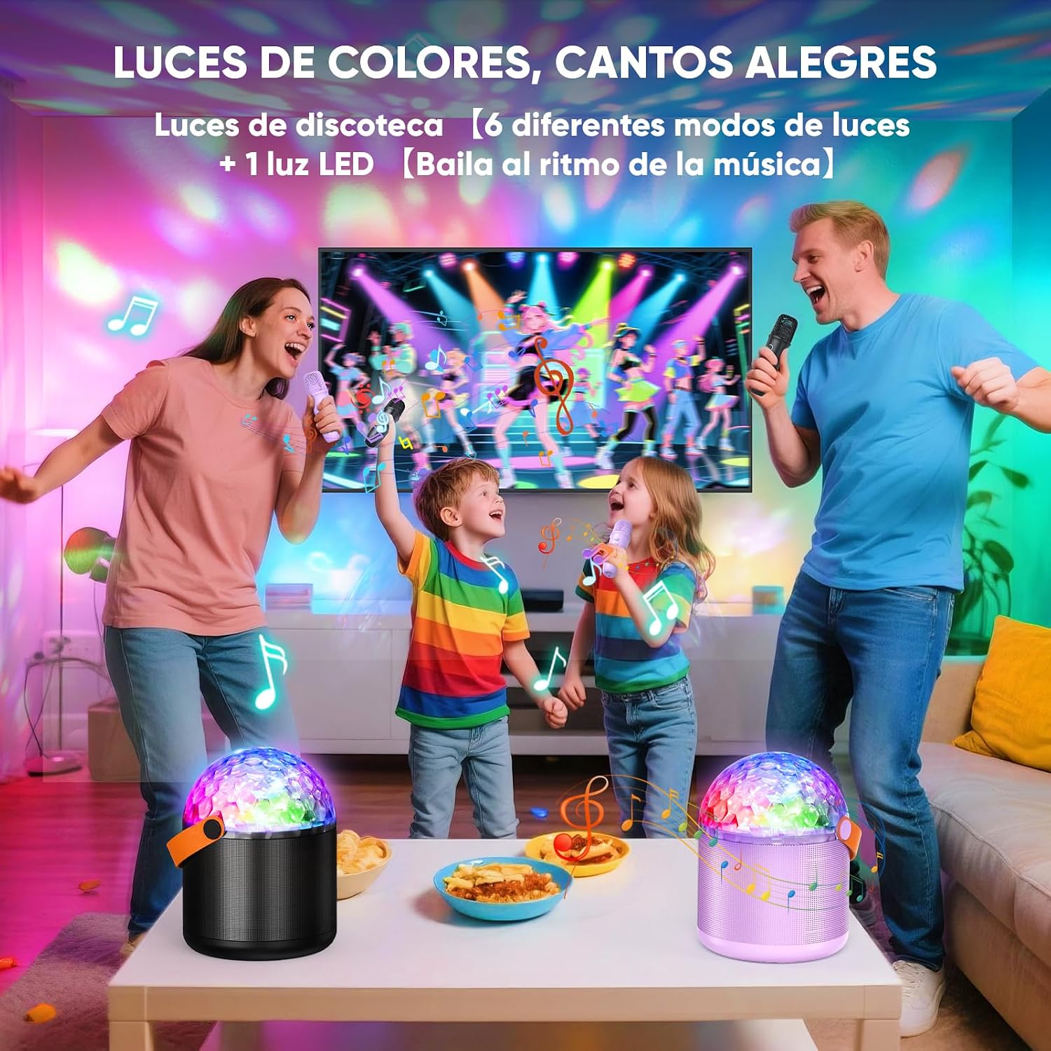 Detalle 2 de Karaoke Violeta con 2 Micrófonos Inalámbricos 🎤