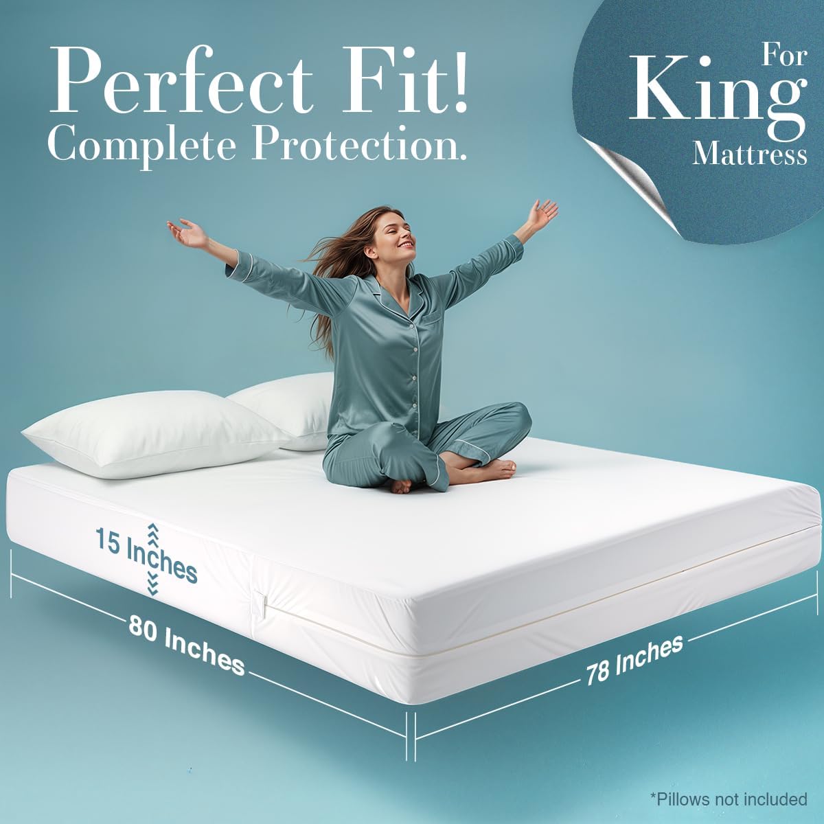 Detalle 2 de Utopia Bedding King Mattress Encasement, Waterproof Zippered Cover, Fits Up to 15" Deep