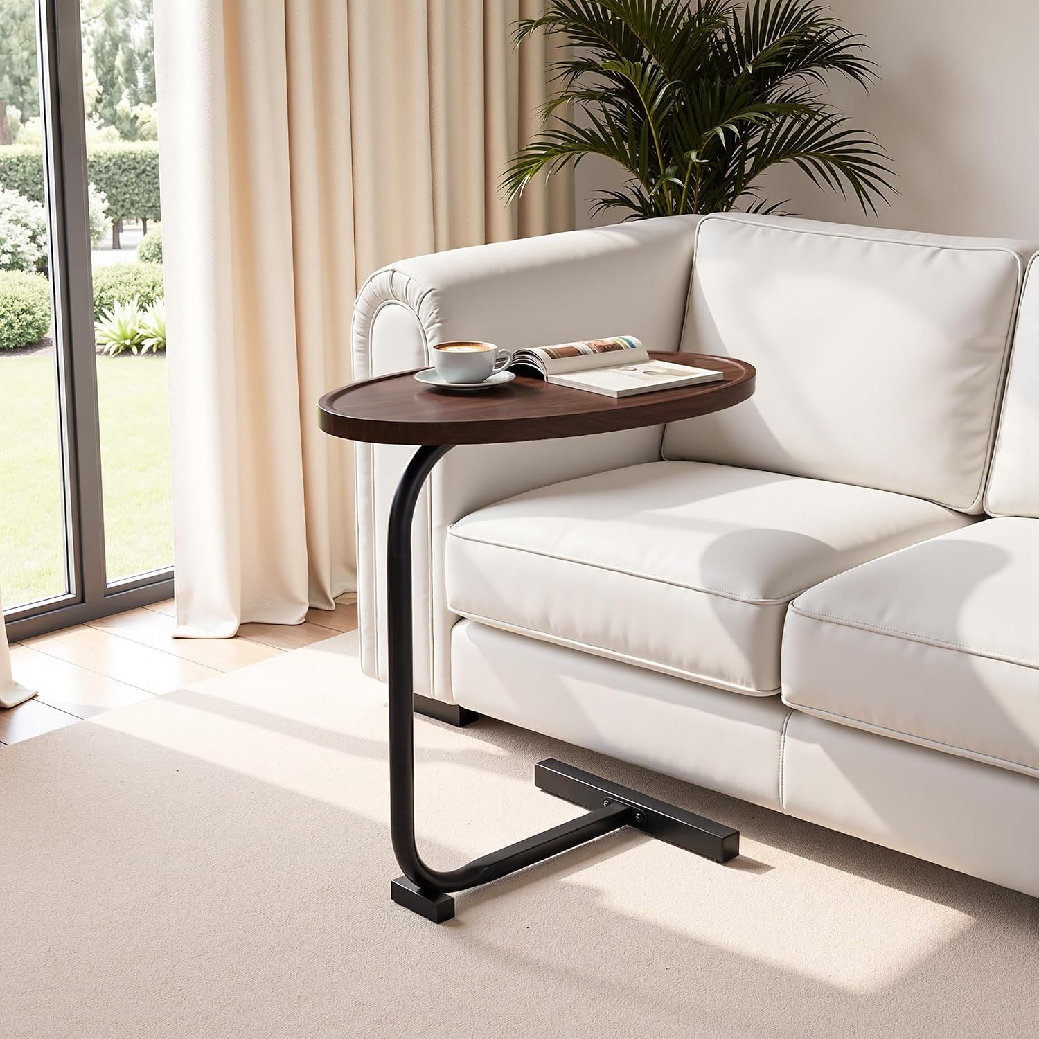 Detalle de VECELO C-Shaped Side Table, Walnut