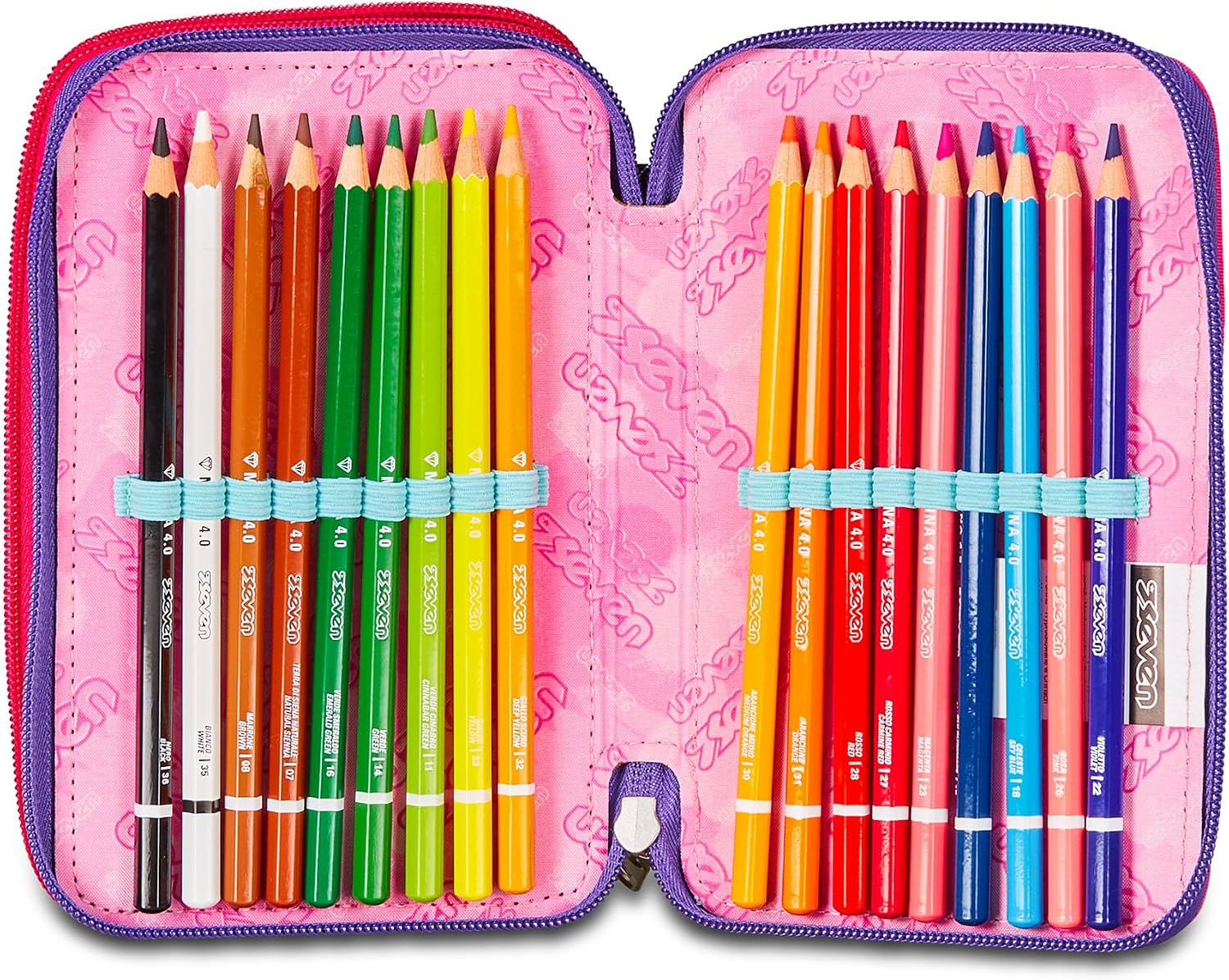 Detalle de Seven Astuccio Scuola Elementare a 3 scomparti con Set di Penne, Pennarelli e Matite – Shadefull Girl