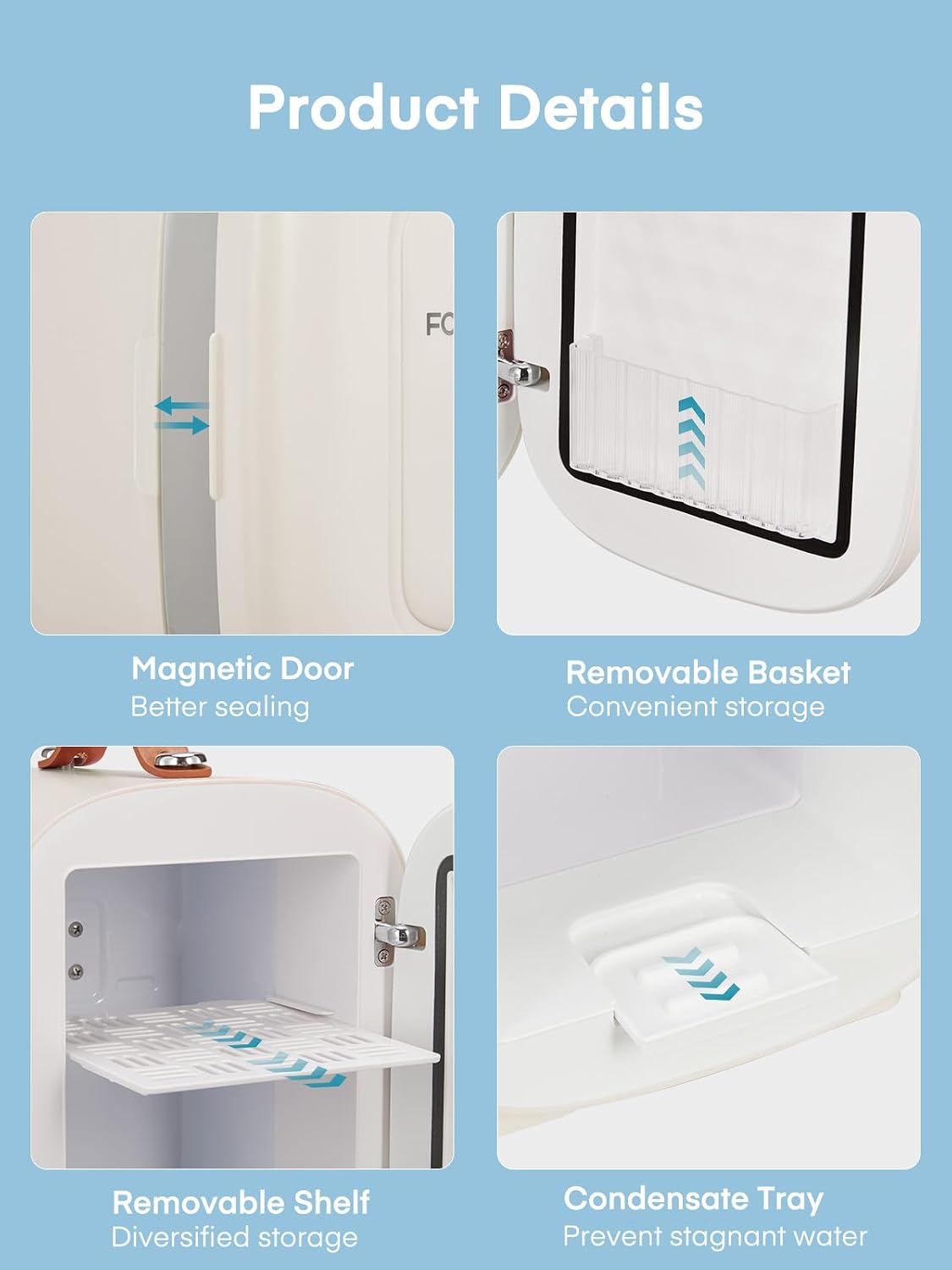 Detalle de FOHERE Mini Fridge 5L: Portable Cooler & Warmer for Desk, Bedside and On-the-Go