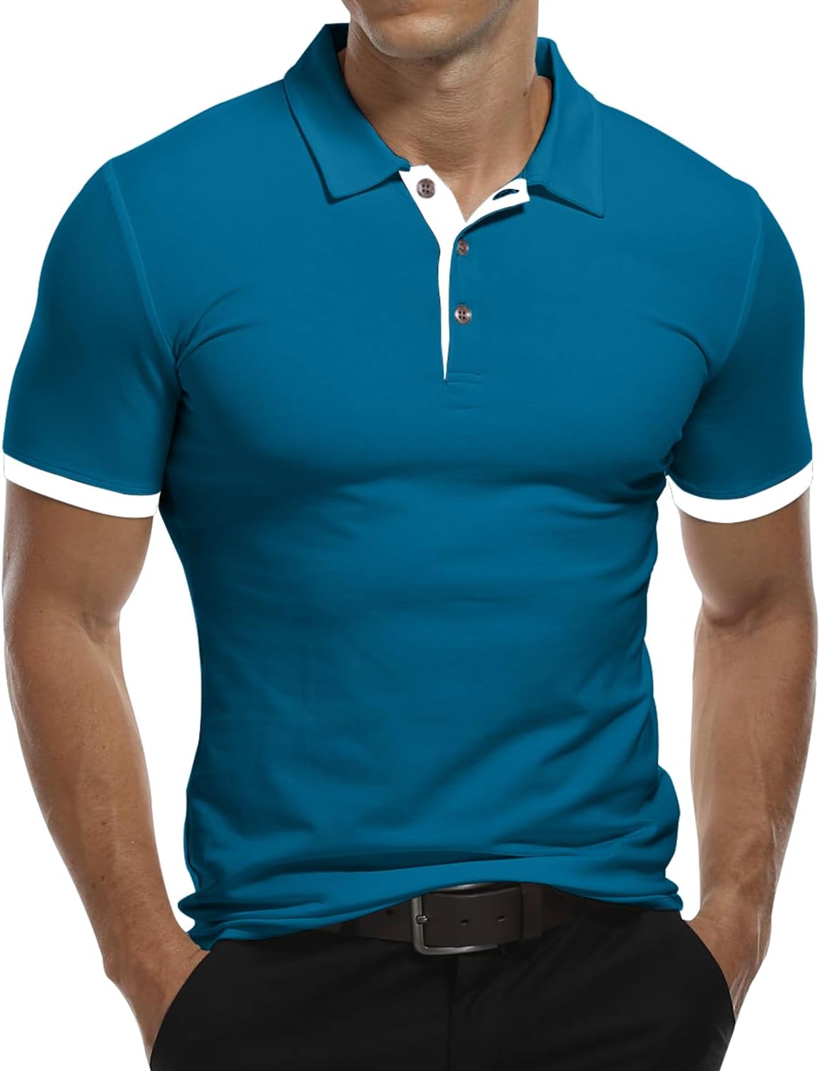 Thumbnail 4 de KUYIGO Herren Polo Shirts aus Baumwolle (Lang- und Kurzarm) im Slim-Fit – Basic für Büro, Freizeit und Sport