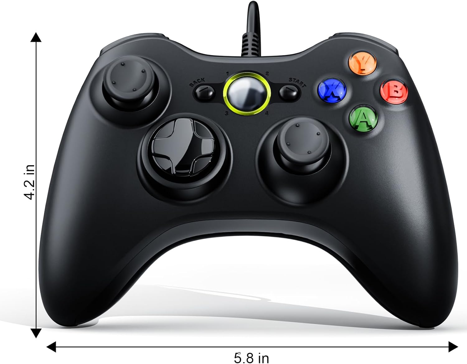 Detalle de Zexrow Xbox 360 Wired Controller 2 Pack – Dual Gamepads for Xbox 360 & Windows PC