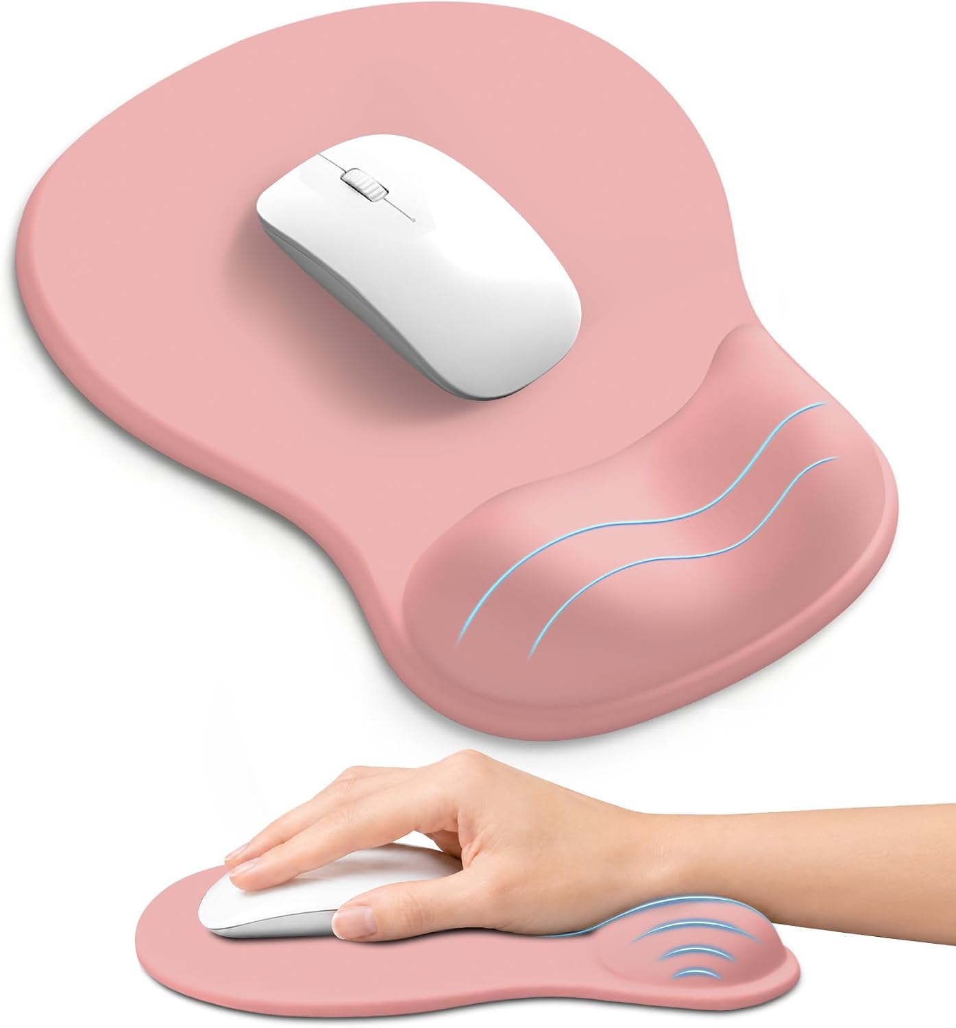 Detalle de ZapDesk ZD015 Ergonomic Mouse Pad with Gel Wrist Rest, Pink, 10.2 x 7.6 in