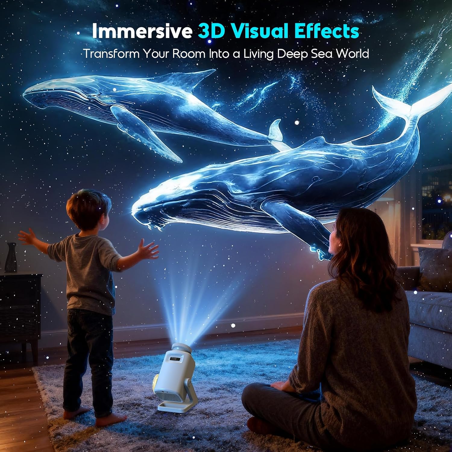 Detalle de AnySung Proiettore Stelle Galassia 3D: 60 temi dinamici, altoparlante Bluetooth e luceNotturna per camera da letto