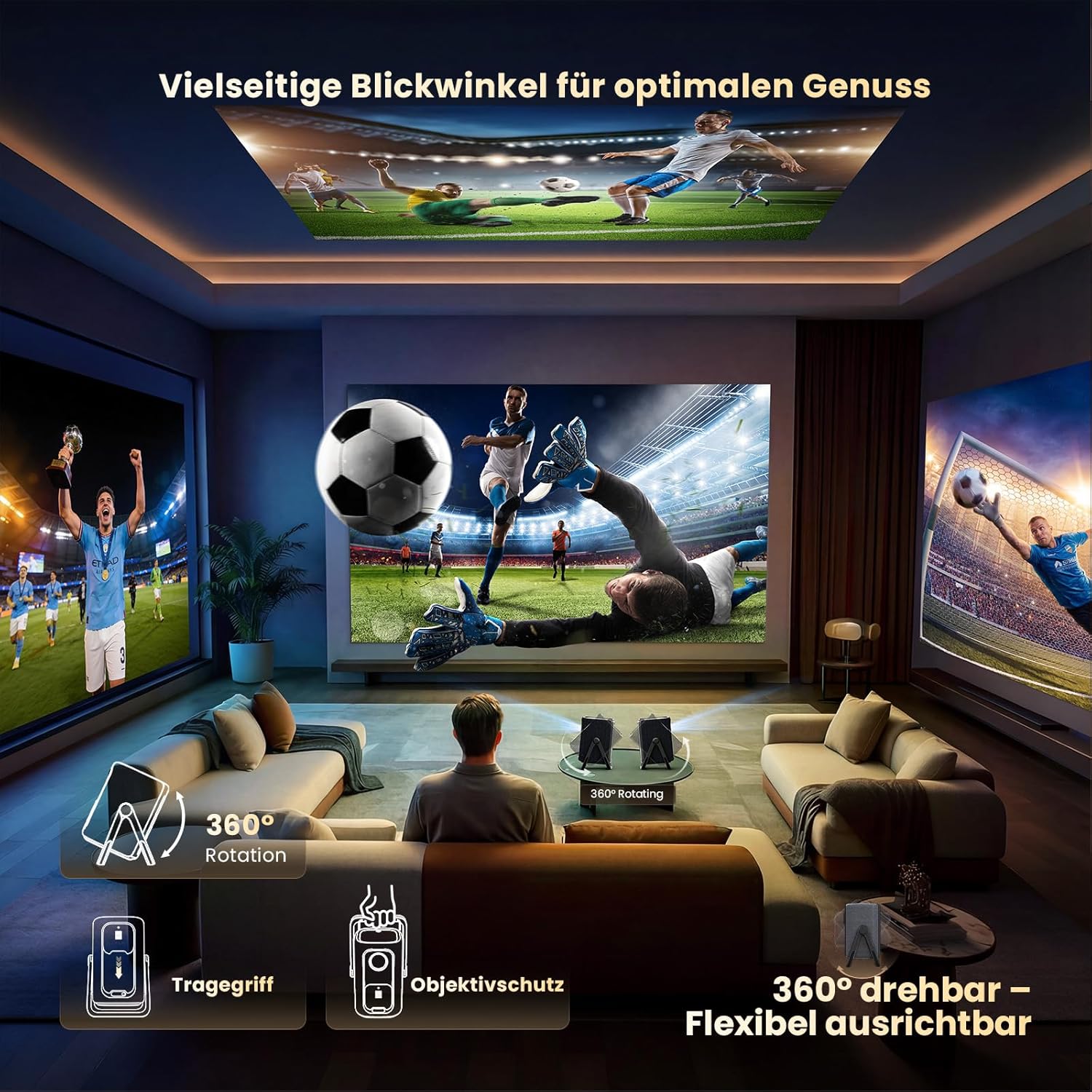 Thumbnail 4 de KOGATA 4K Smart Beamer Kurzdistanz 1.1:1 (tragbar) – Netflix-App, HDR10+, Autofokus & 6D Keystone