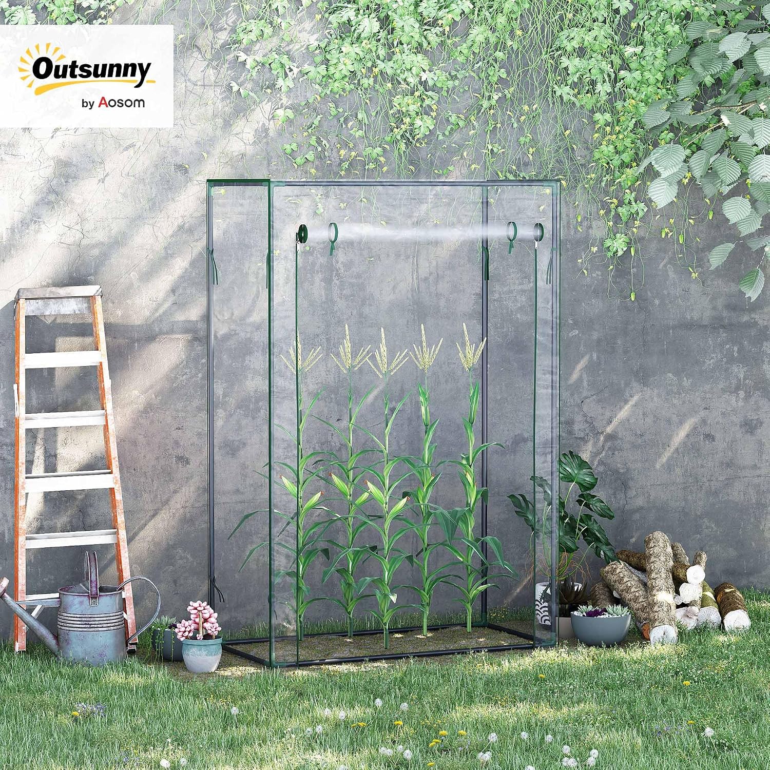 Detalle 2 de Outsunny 845-386V02 compacte broeikas met PVC-zeil en stalen frame