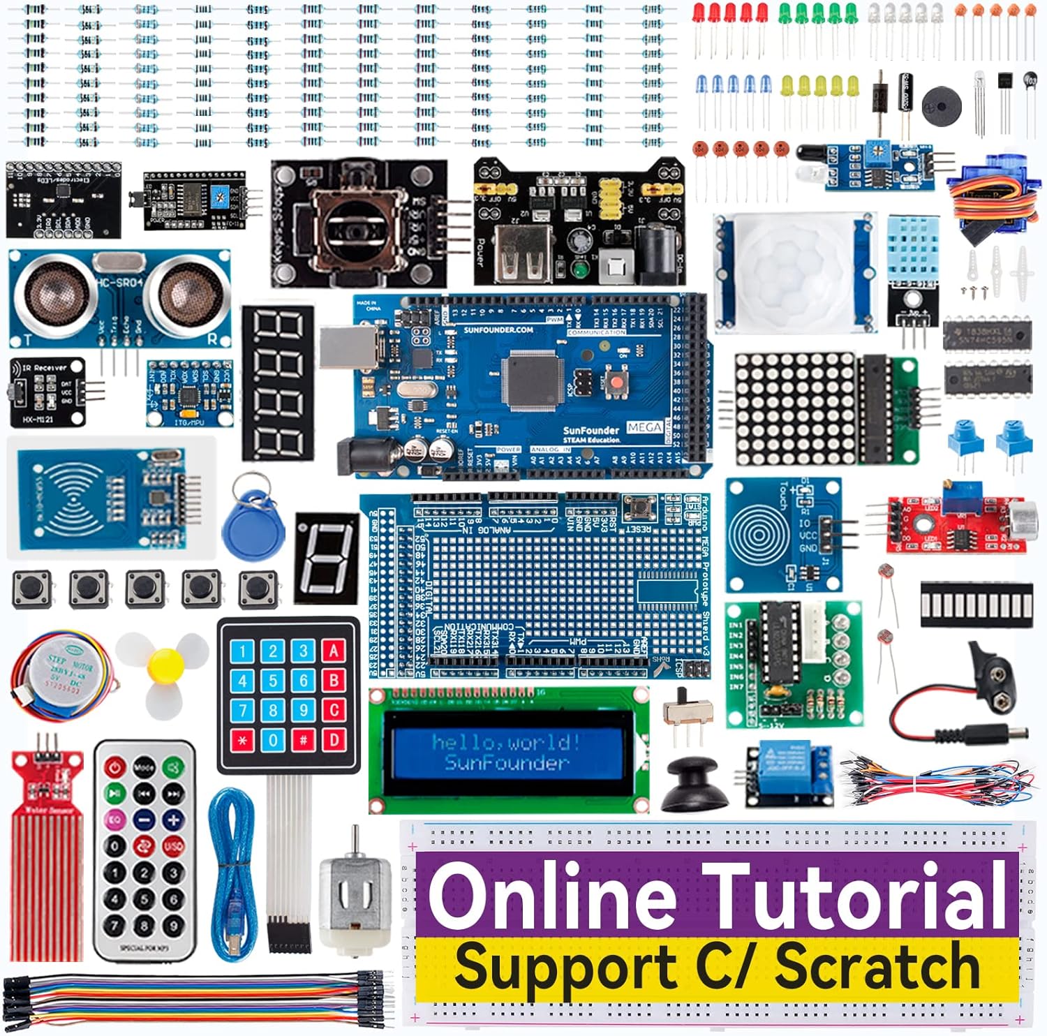 SUNFOUNDER Project Il kit di avviamento elettrico con MEGA (compatibile Arduino) e 73 tutorial