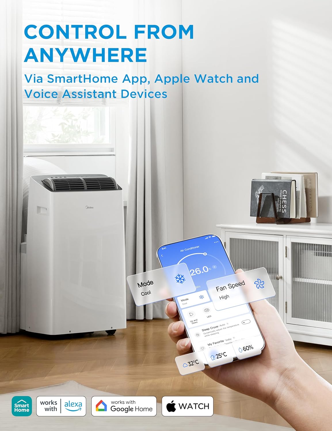 Detalle 1 de Midea Duo MP12SV5CWT Portable Air Conditioner, 14,000 BTU, Inverter, Wi-Fi