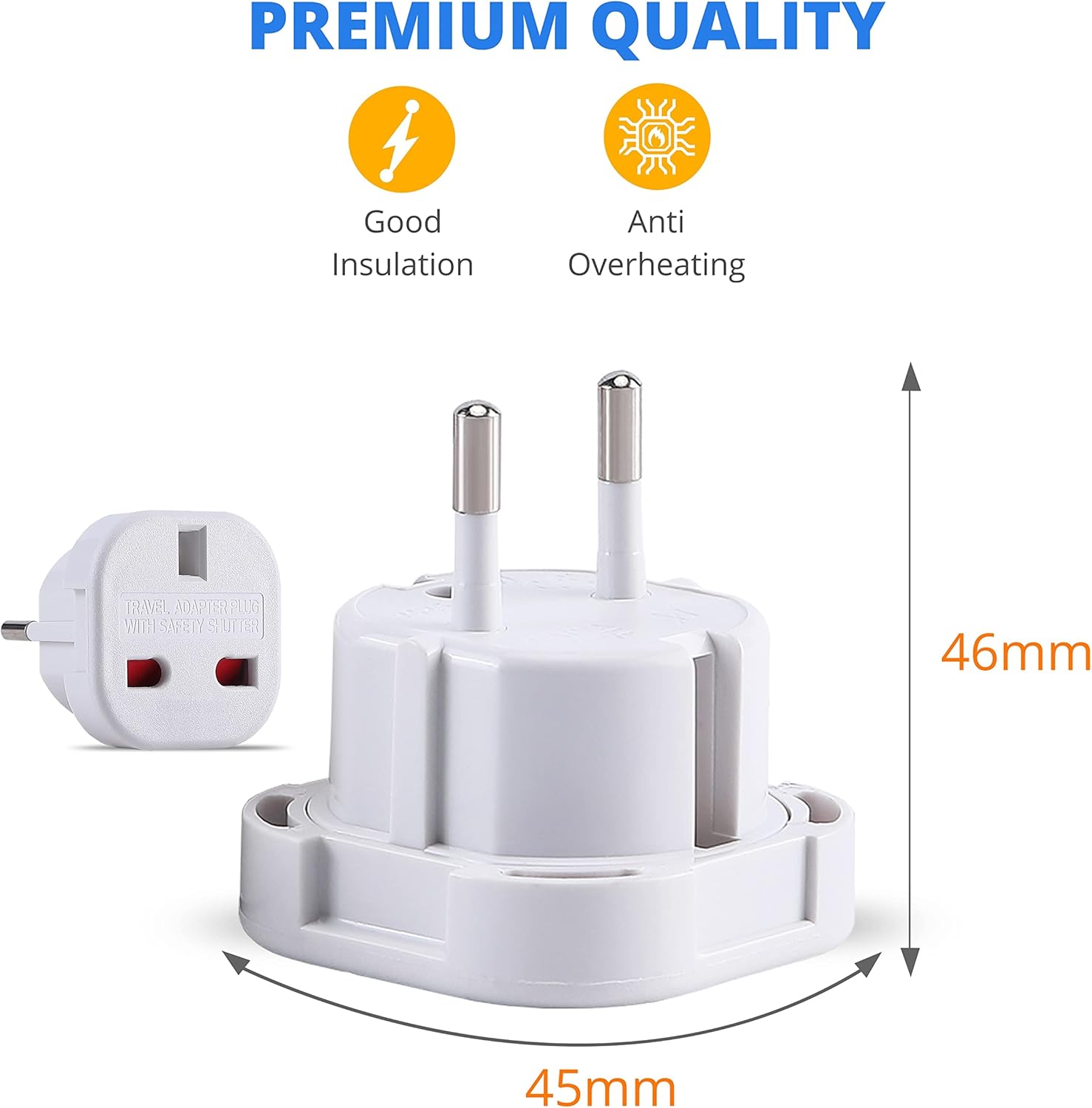 Thumbnail 2 de DAPTER’s 2 Pack White UK to European Plug Adapter (Type G to C, E & F) for Travel