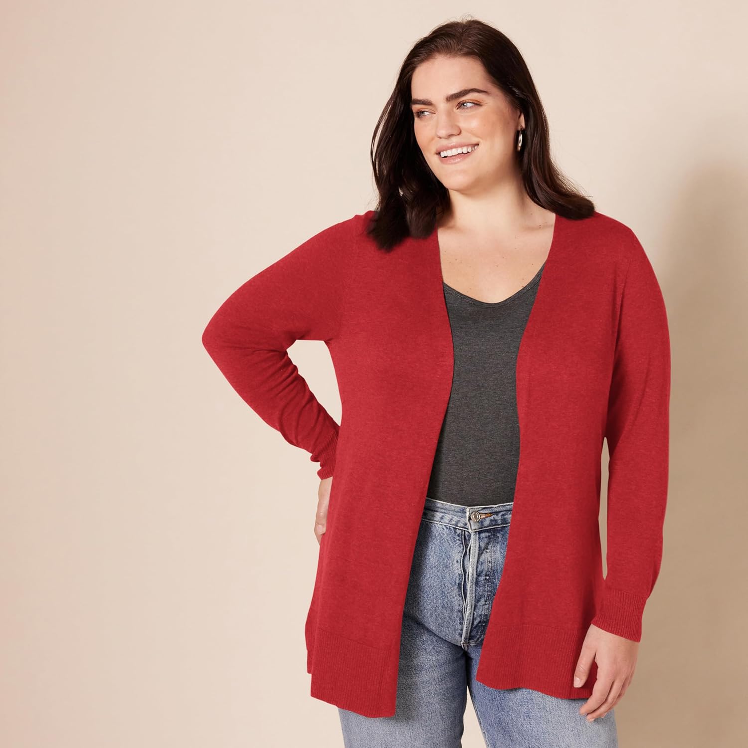 Thumbnail 4 de Amazon Essentials Damen leichte Strickjacke ohne Knöpfe (Übergröße erhältlich) – offene Rebeca aus leichter Baumwoll-Mischung