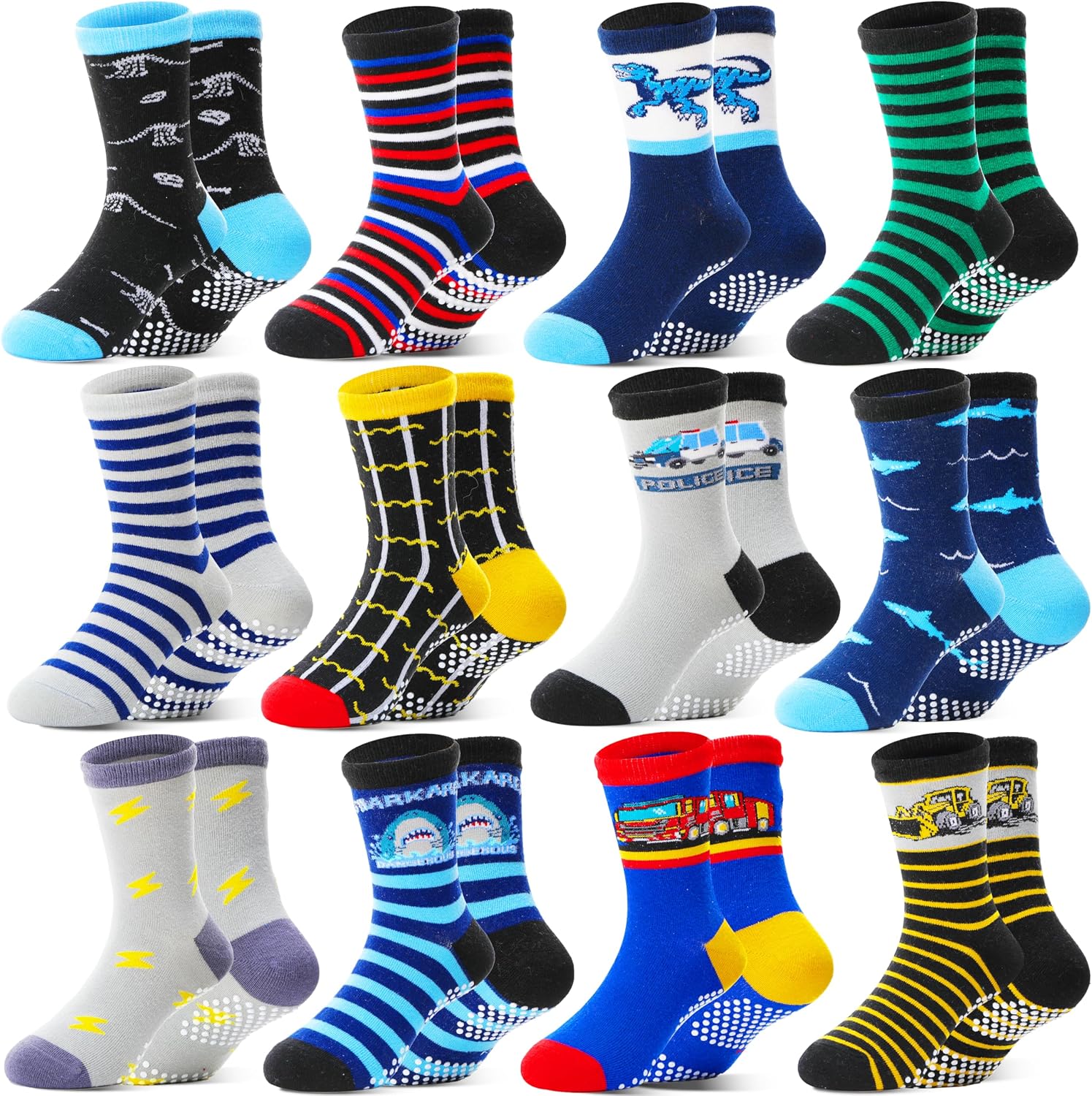 Imagen de Welwoos 12 Paar Stoppersocken für Jungen – rutschfeste Baumwoll-Antirutschsocken en OfertitasTOP
