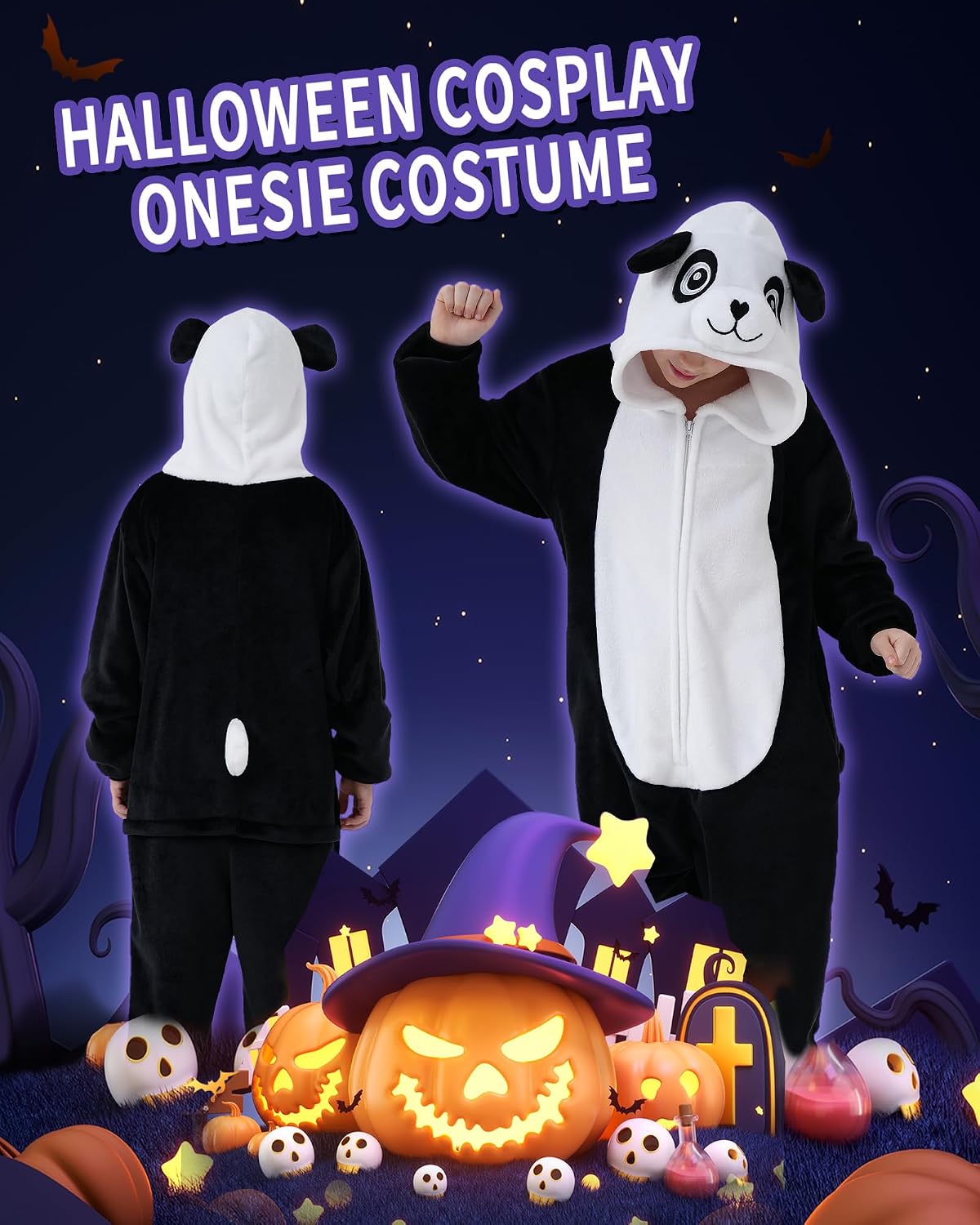 Detalle de Dxilm Kids Animal Onesie Costume, Flannel One-Piece Pajamas with 3D Hood