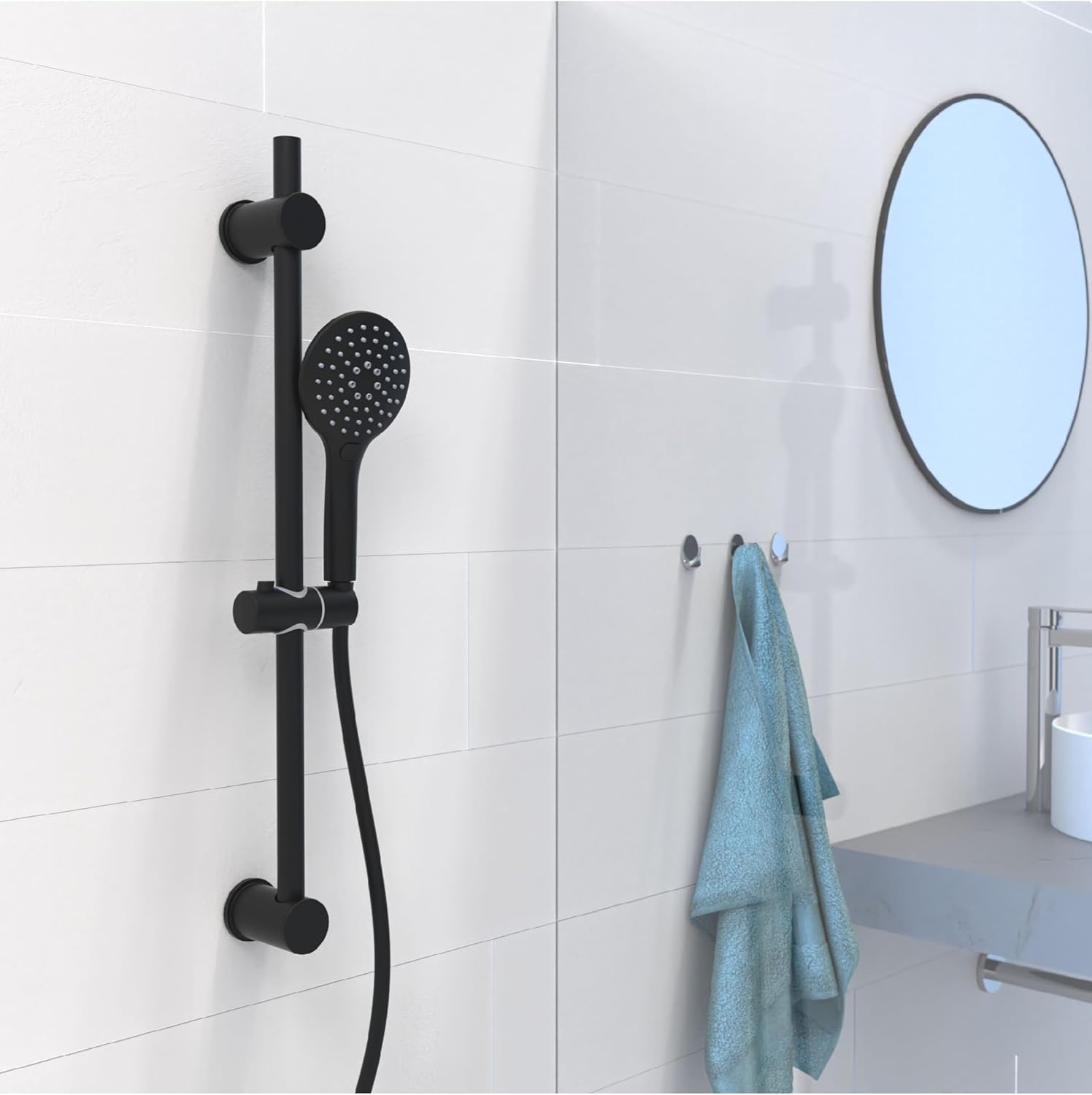 Thumbnail 8 de Schütte RAVEN Barra de Ducha con Alcachofa Ajustable y Manguera🛁