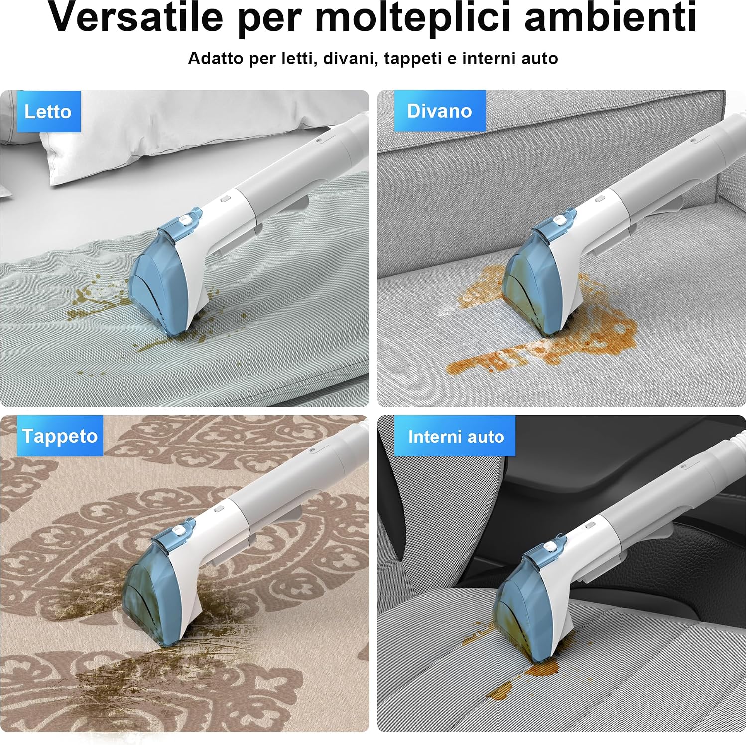 Detalle 2 de Rivenara Lavatappeti Aspirapolvere Tessuti Divani – 450 W, Lavà Tappezzeria, Asciuga e Aspira
