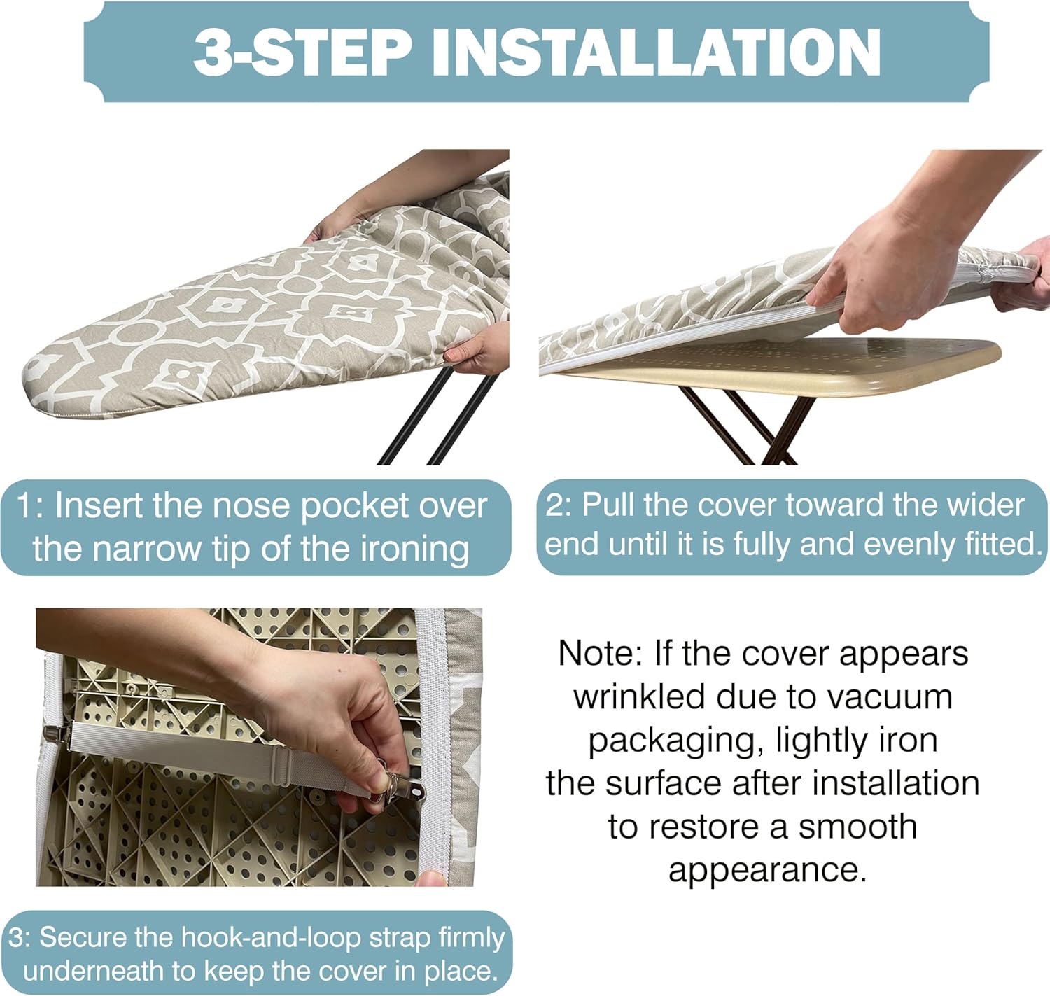 Thumbnail 6 de UniSimp Ironing Board Cover and Pad 15"x54" – Extra Thick Natural Cotton, Non-Slip, Heat-Resistant