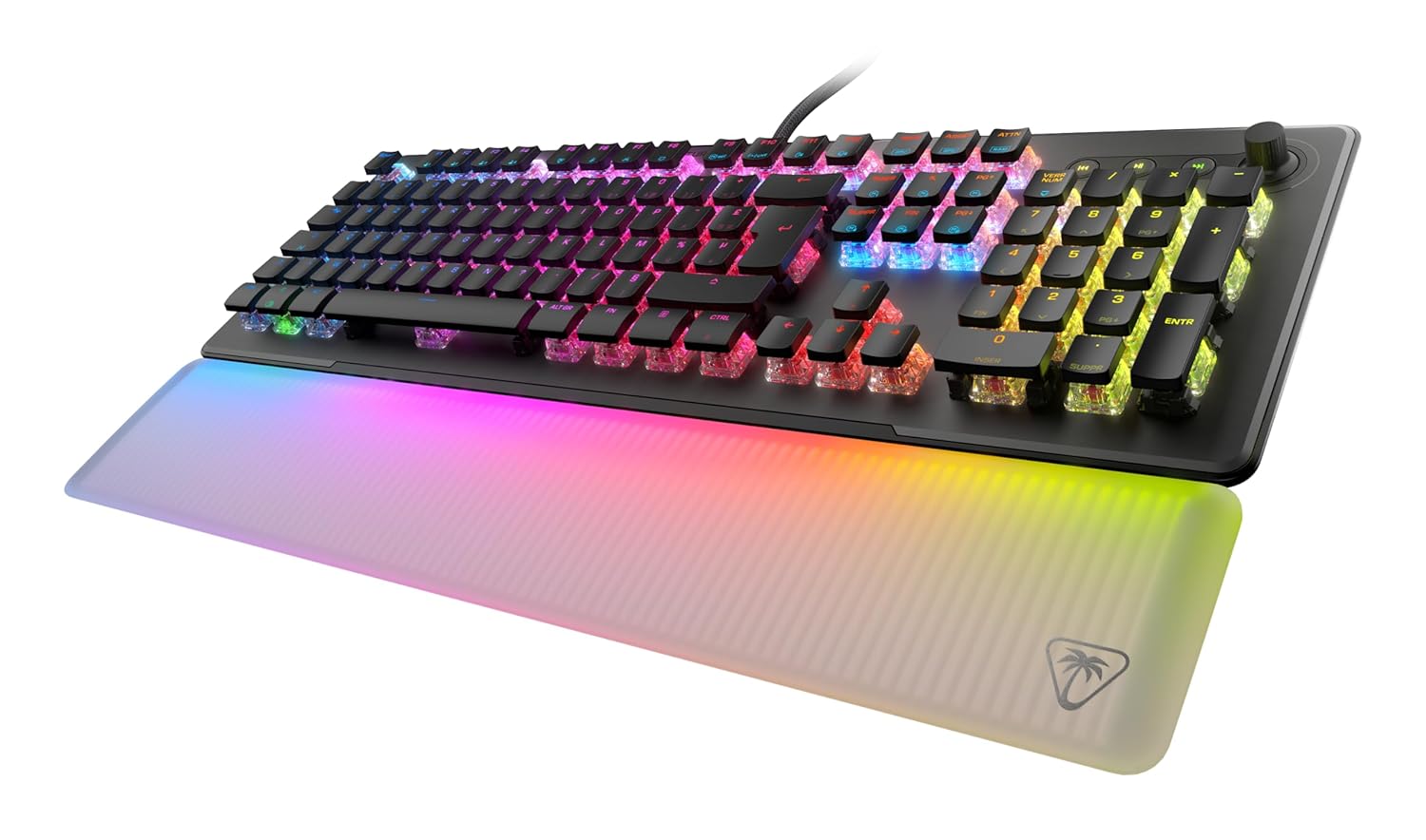Detalle de Turtle Beach Vulcan II Max – Optisch-mechanische Tastatur mit Titan II Schaltern, RGB und Handballenauflage