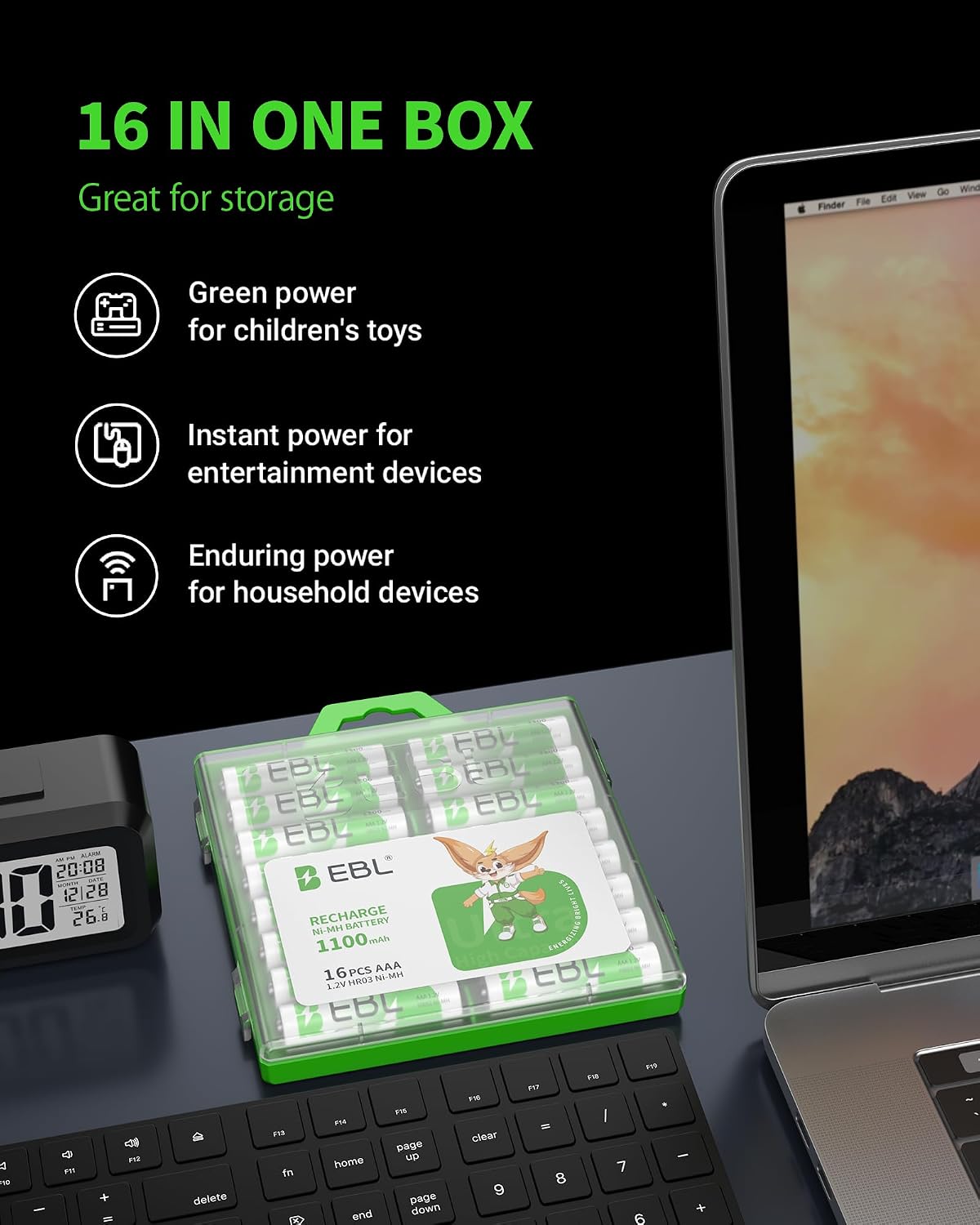 Thumbnail 6 de EBL Rechargeable AAA Batteries (16-Counts) Ready2Charge 1100mAh Ni-MH