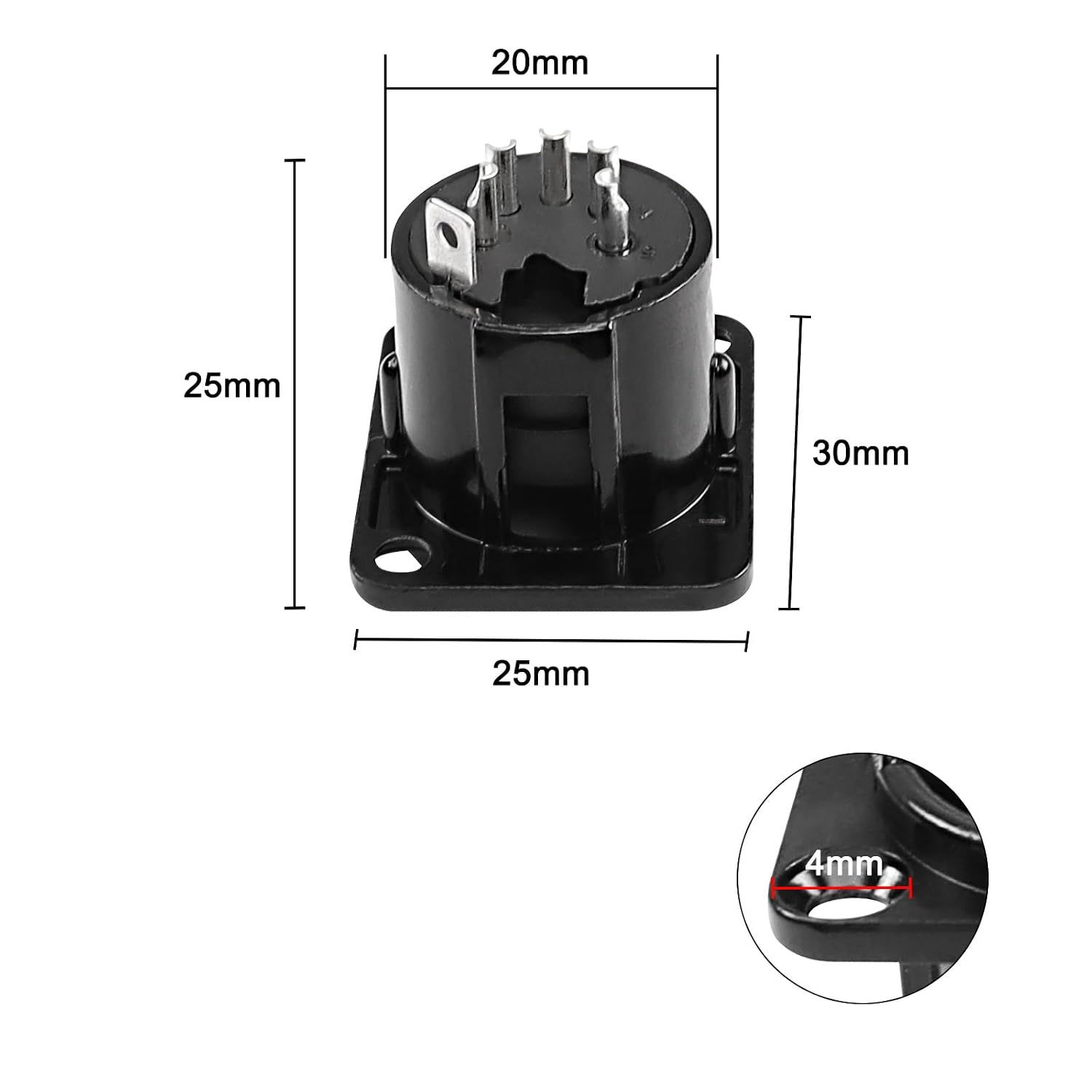 Detalle de XMSJSIY 5 Pin XLR Panel Mount Connector – 4-Pack
