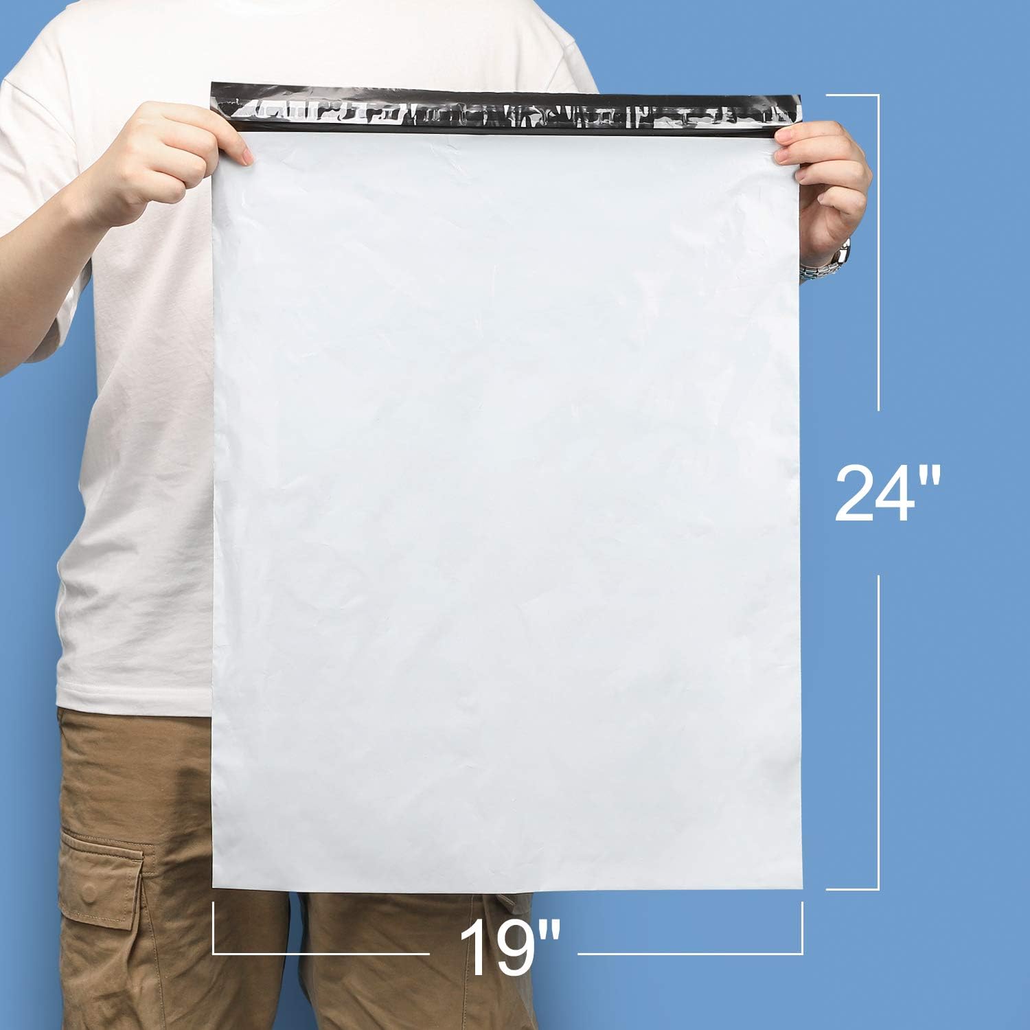 Detalle de Metronic Poly Mailers 19x24 Inch (50 Pcs) – Large White Self-Sealing, Waterproof & Tear-Proof Shipping Bags
