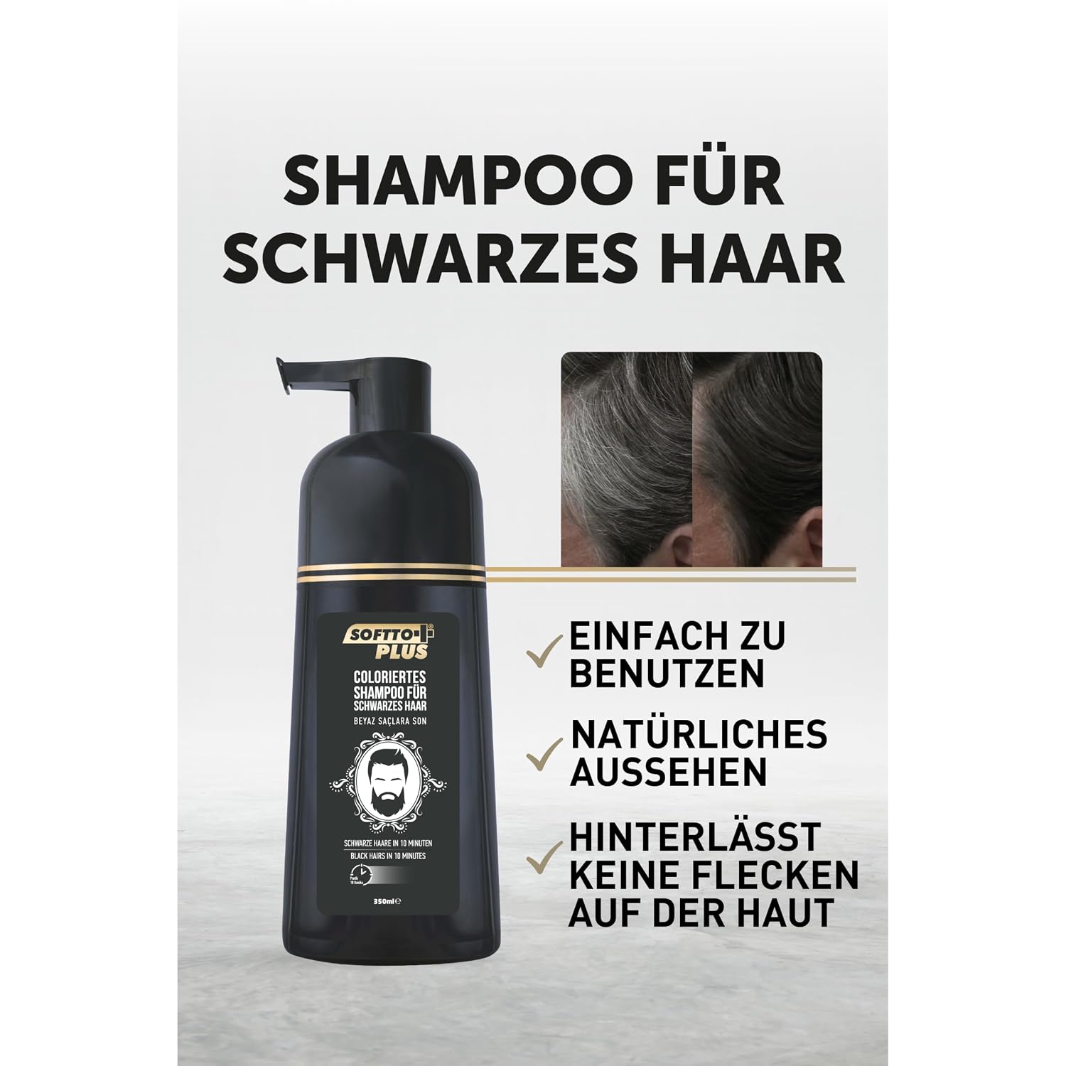 Detalle 2 de Softto+ Plus Black Hair Shampoo 350 ml