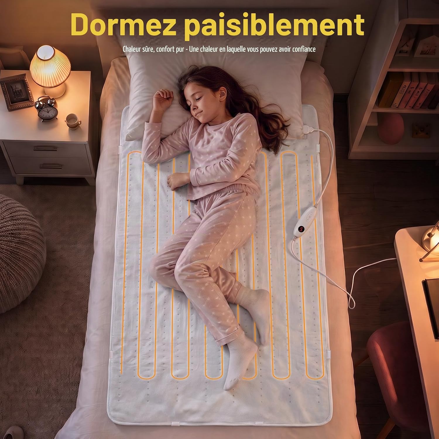 Detalle de TLGREEN EU-MP2410 elektrische bedwarmer 150 x 80 cm, 6 warmtestanden