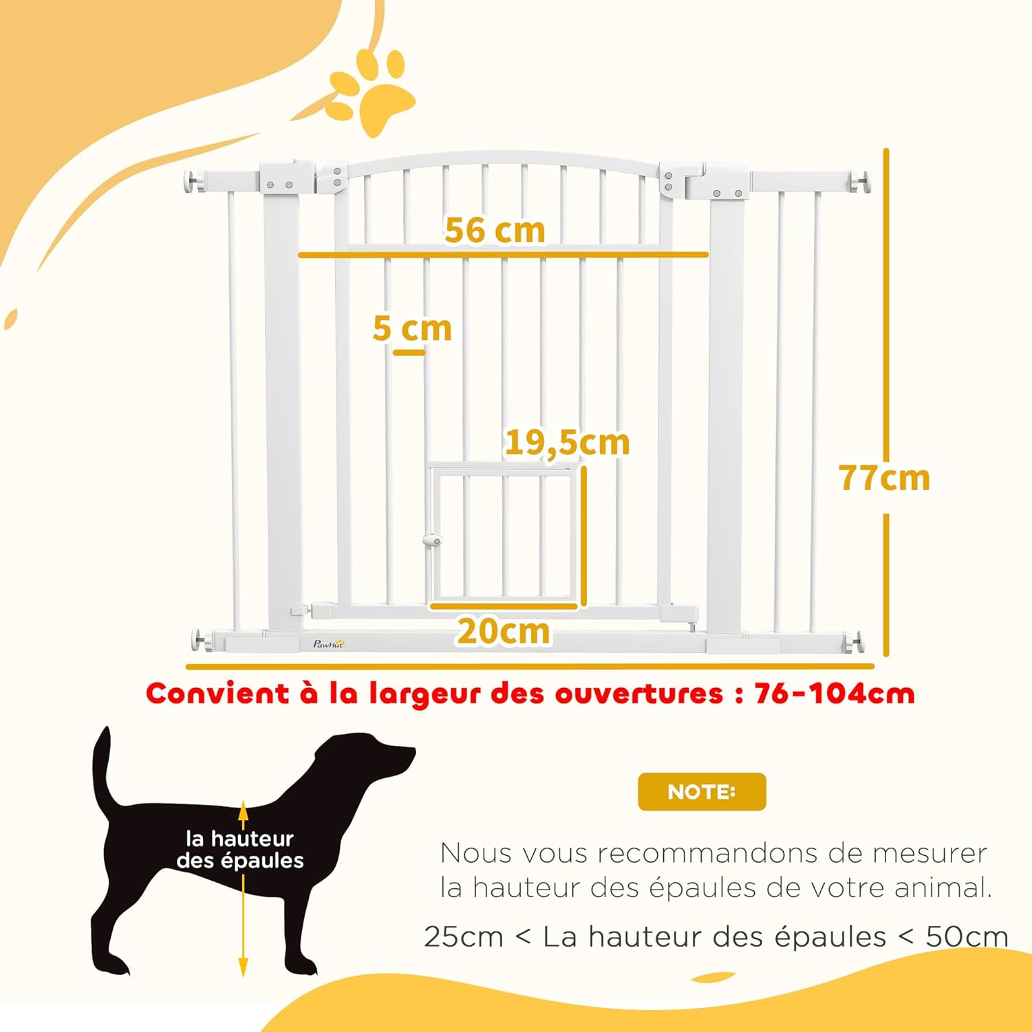 Thumbnail 2 de PawHut Barrière de sécurité extensible 76–104×77 cm