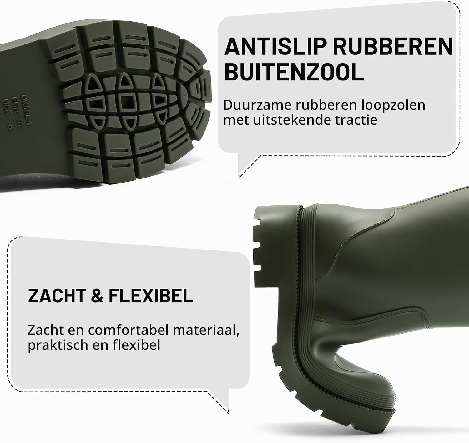 Thumbnail 5 de Yenxapei rubberlaarzen voor dames, lange waterdichte antisliplaarzen