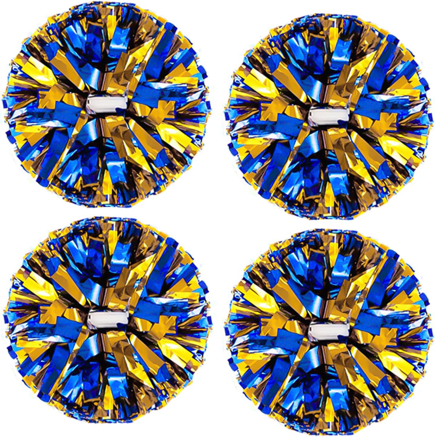 Detalle de CREATIEE-PRO Cheer Pom Poms, 4-Piece Metallic Blue and Gold Set