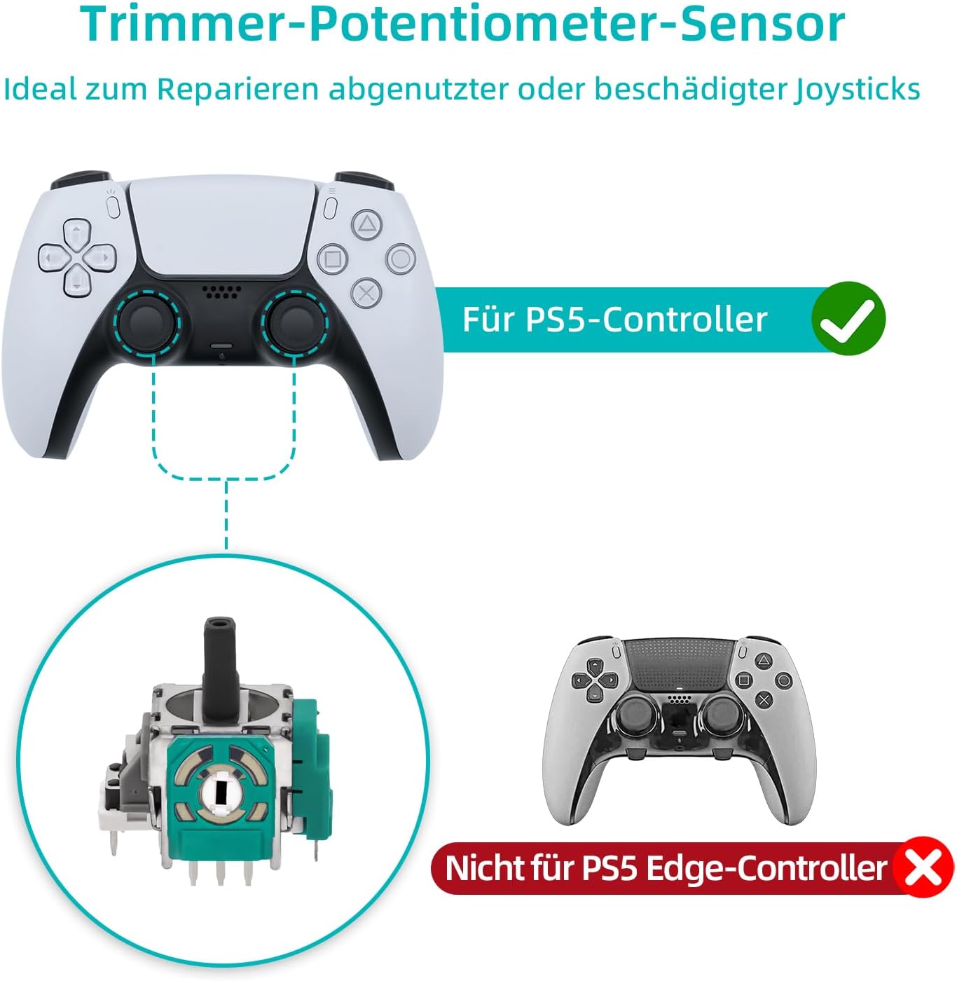 Thumbnail 1 de McBazel 2,3K Ersatz-Trimmer-Potentiometer Sensor-Set für PS5 Controller (inkl. Werkzeug)