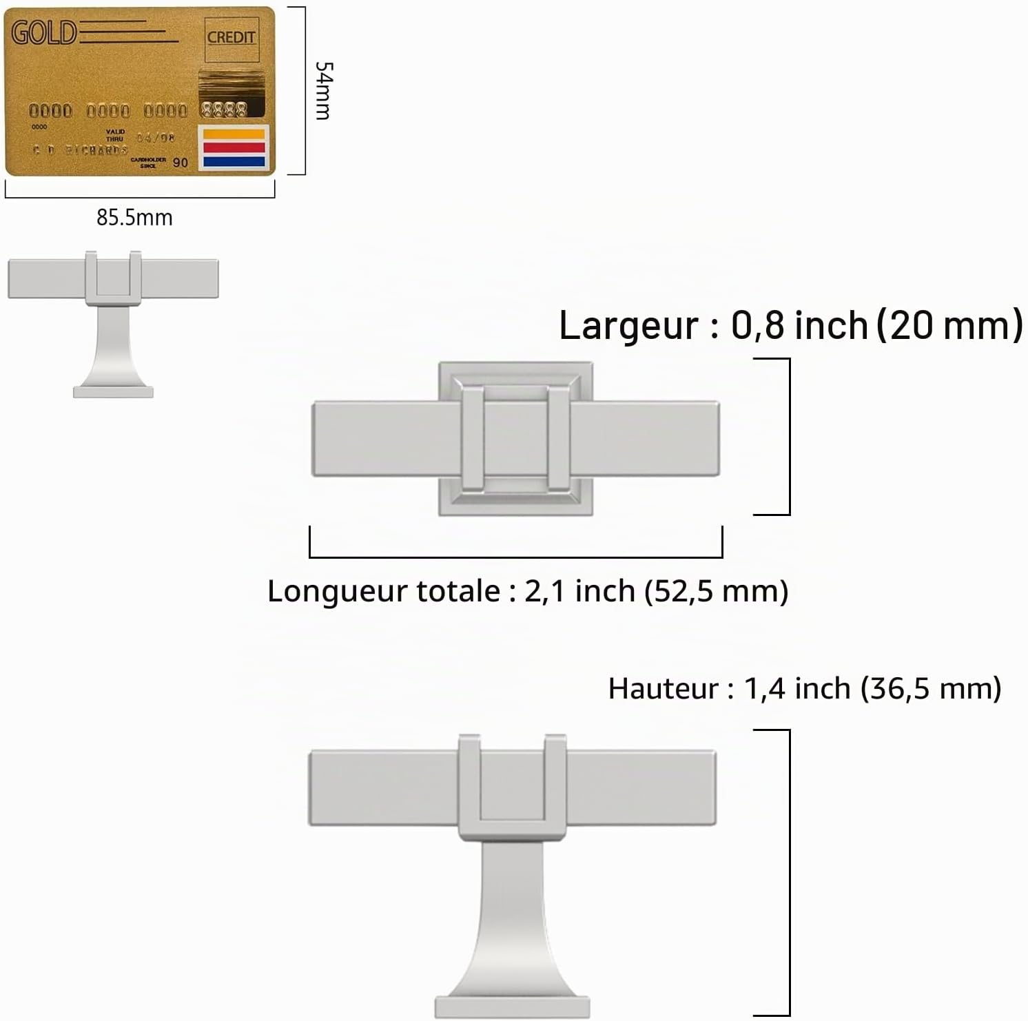 Thumbnail 4 de Amerdeco Lot de 10 boutons de meuble en nickel brossé – boutons d'armoire, tiroir et porte