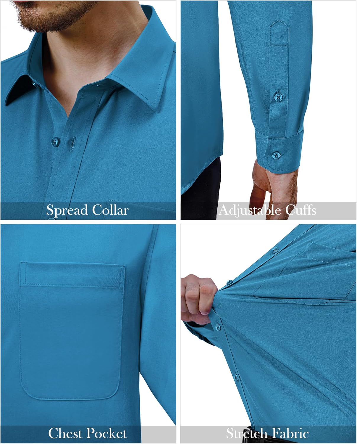 Thumbnail 3 de J.VER Herren Langarm Businesshemd mit Tencel-Elasthan Stretch, Regular Fit (knitterarm, bügelleicht)