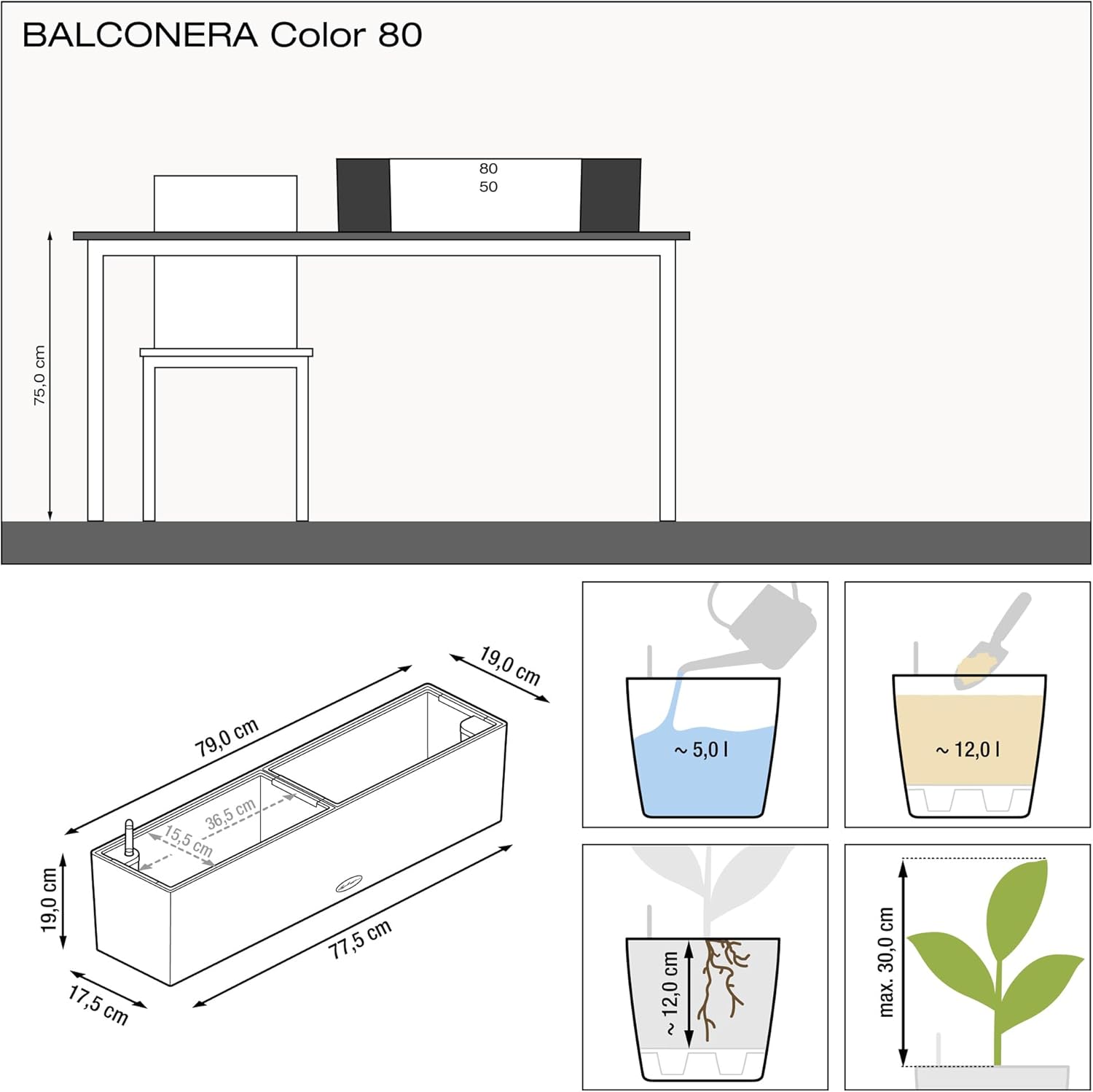 Thumbnail 2 de LECHUZA BALCONERA 80 grigio ardesia